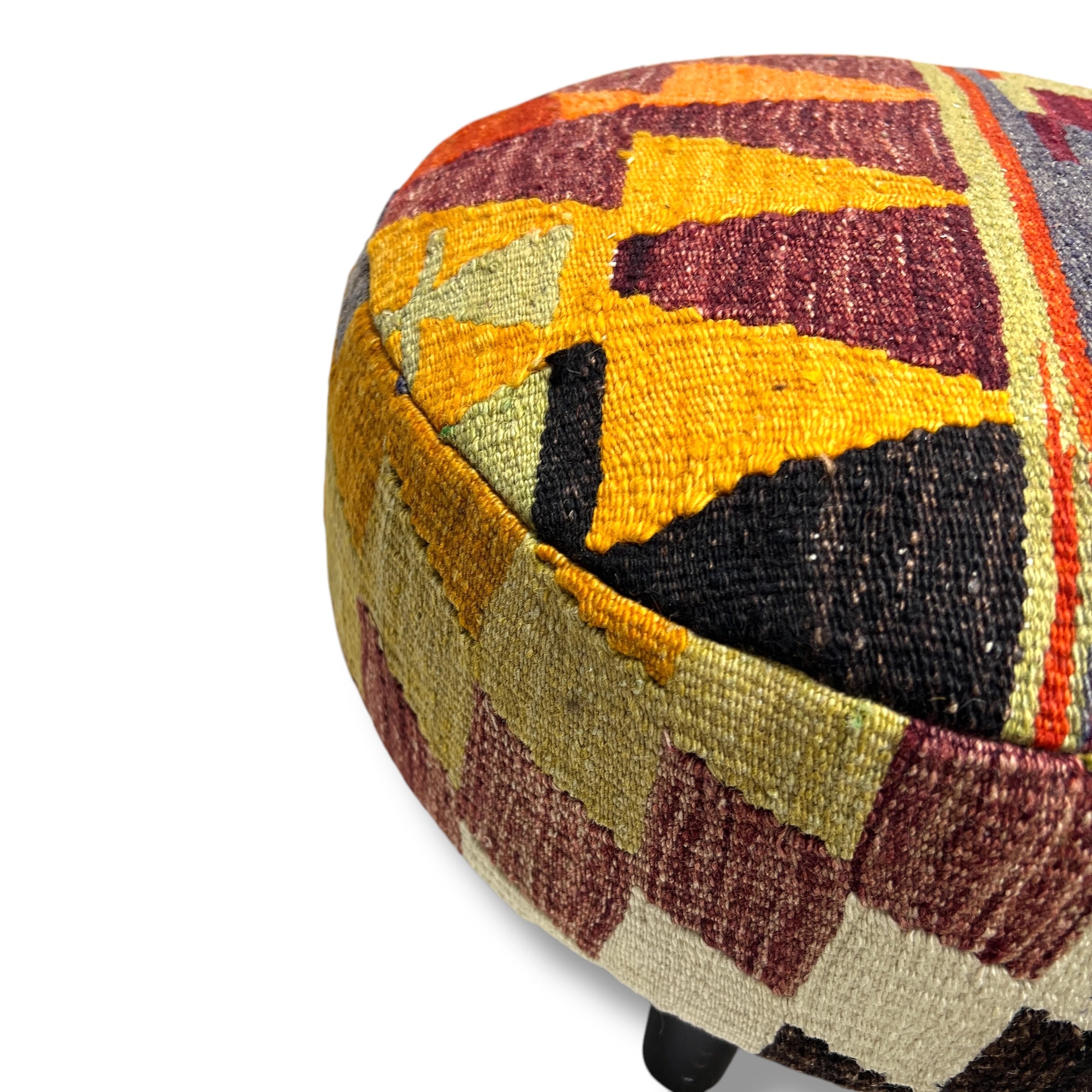 Vintage Kilim Round Footstool
