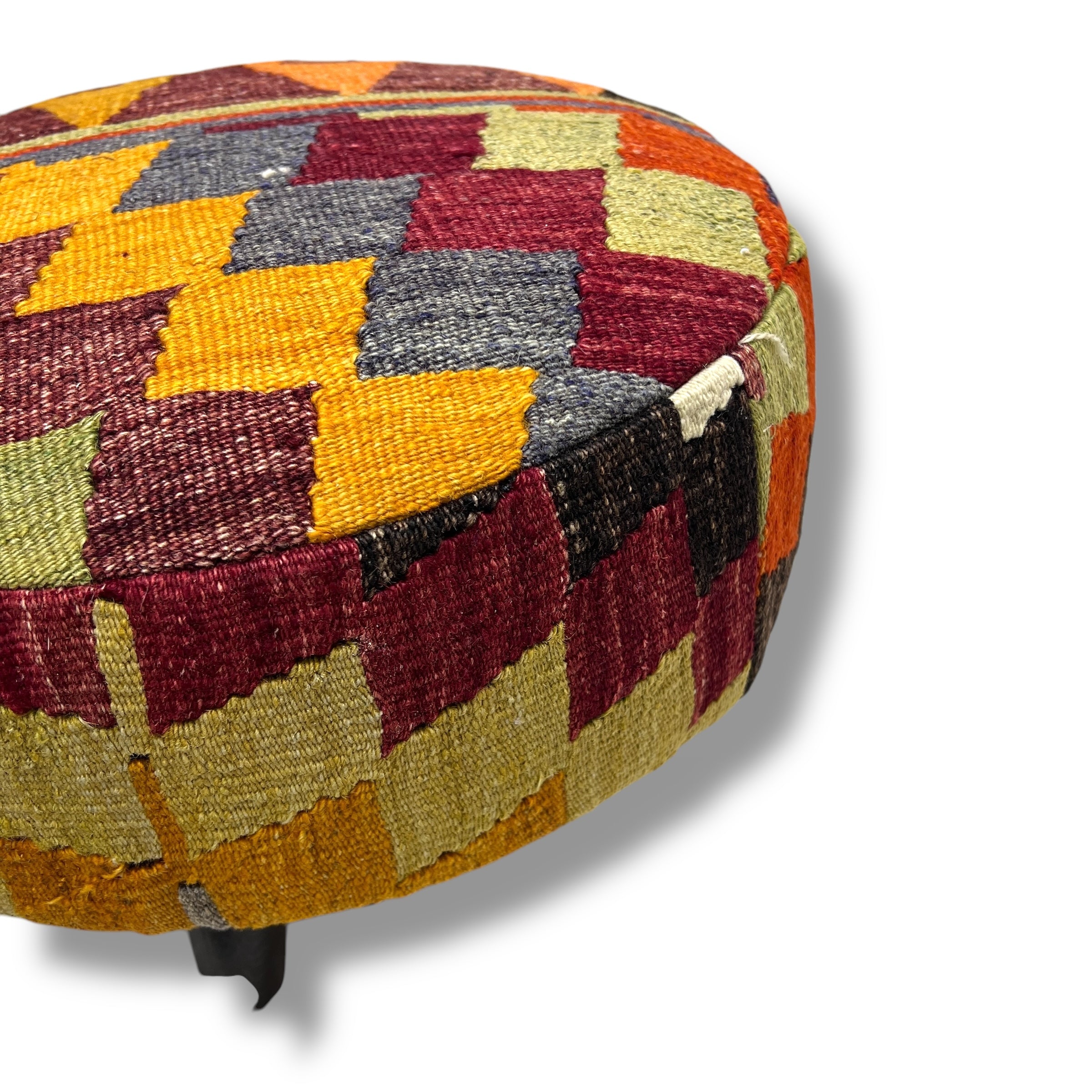 Vintage Kilim Round Footstool