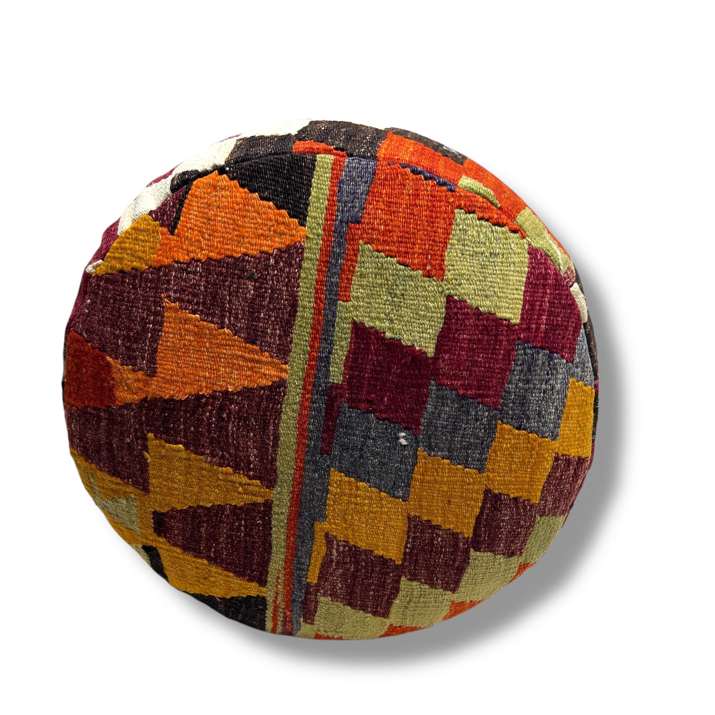 Vintage Kilim Round Footstool