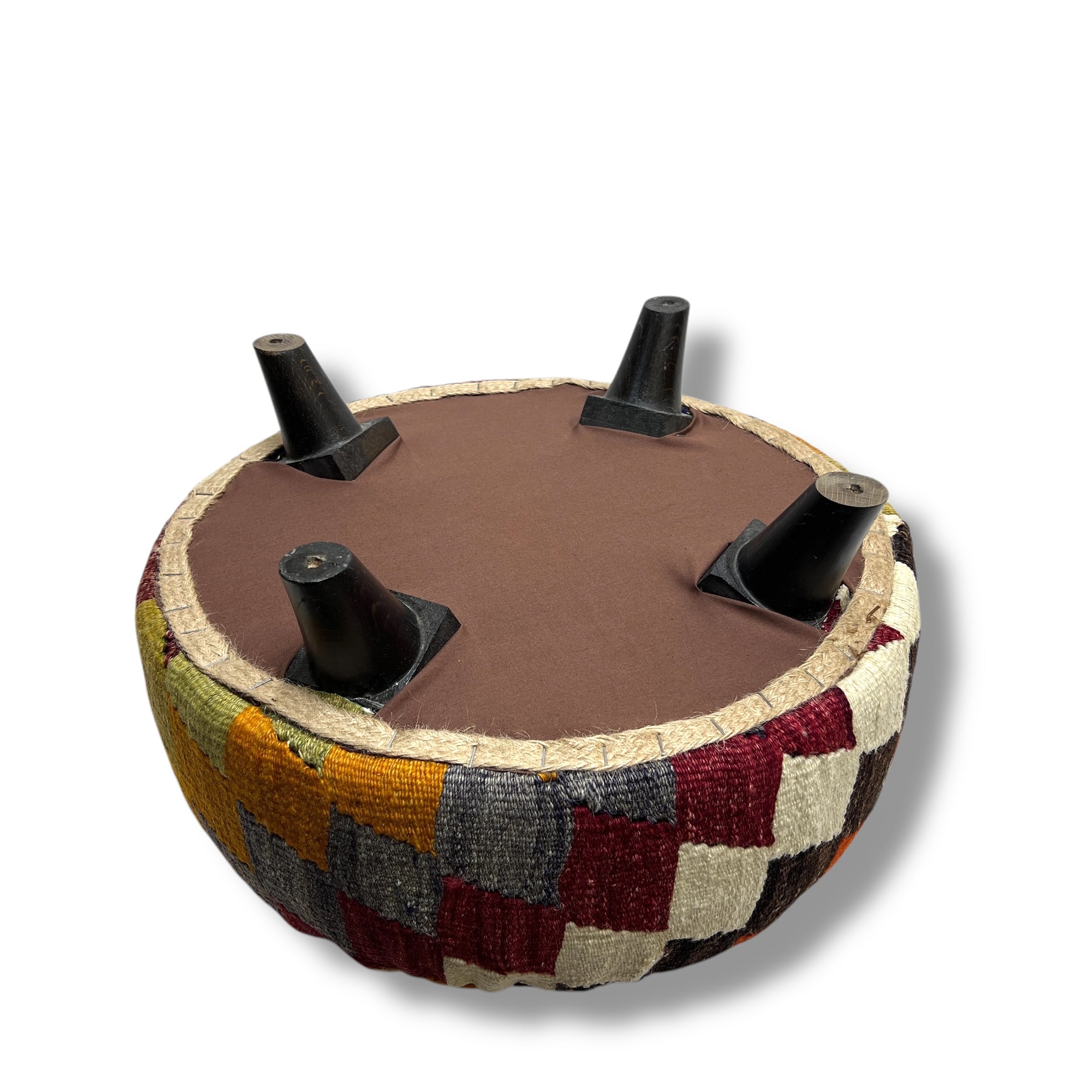 Vintage Kilim Round Footstool