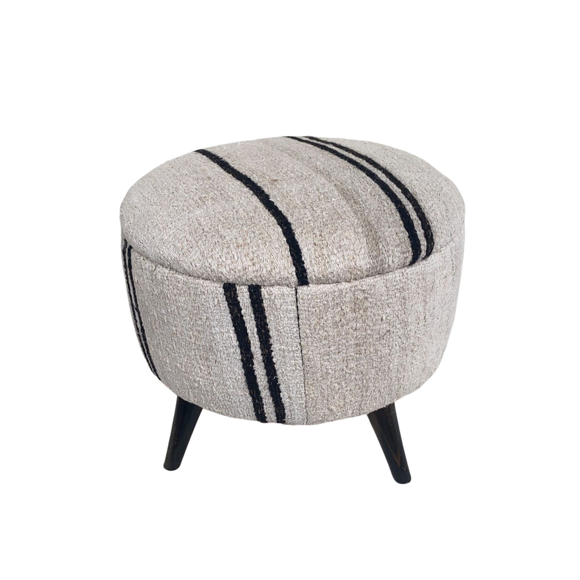 Stripe Kilim Small Ottoman Ottoman