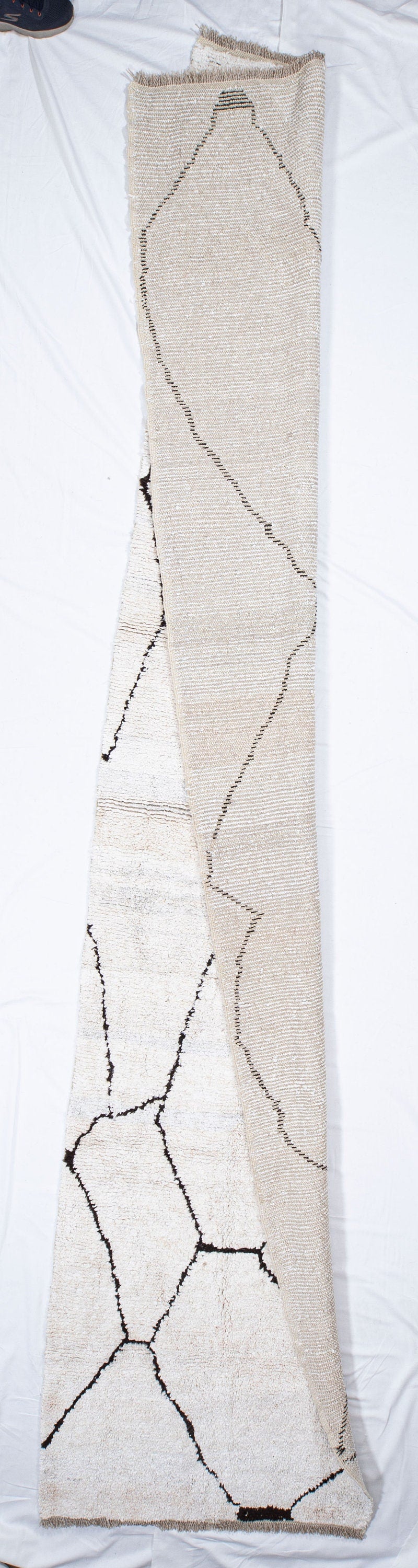 Contemporary HEMP RUNNER up-cycled from vintage HEMP and goat hair flat weaves