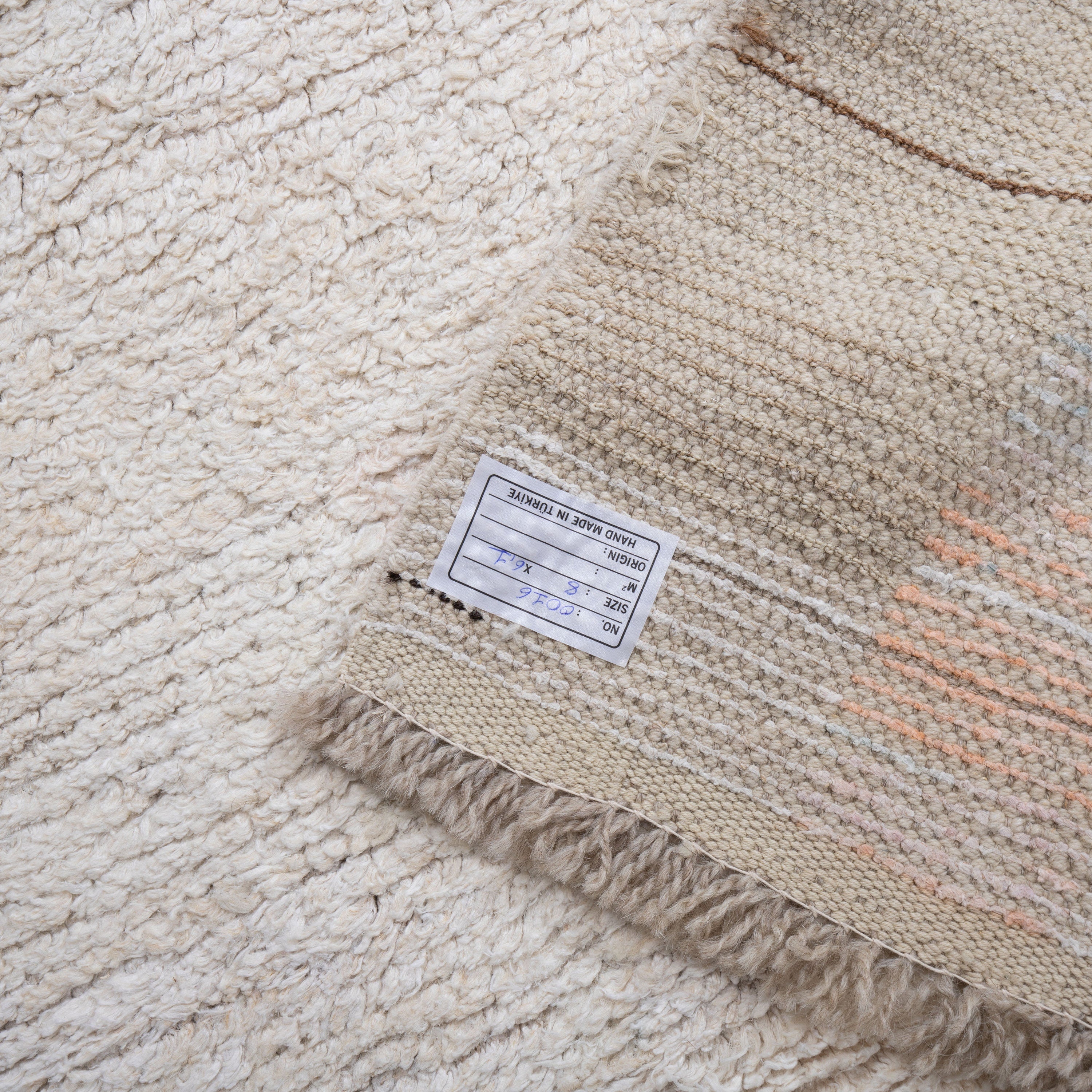 Contemporary TURKISH RUG up cycled from vintage HEMP and goat hair flat weaves