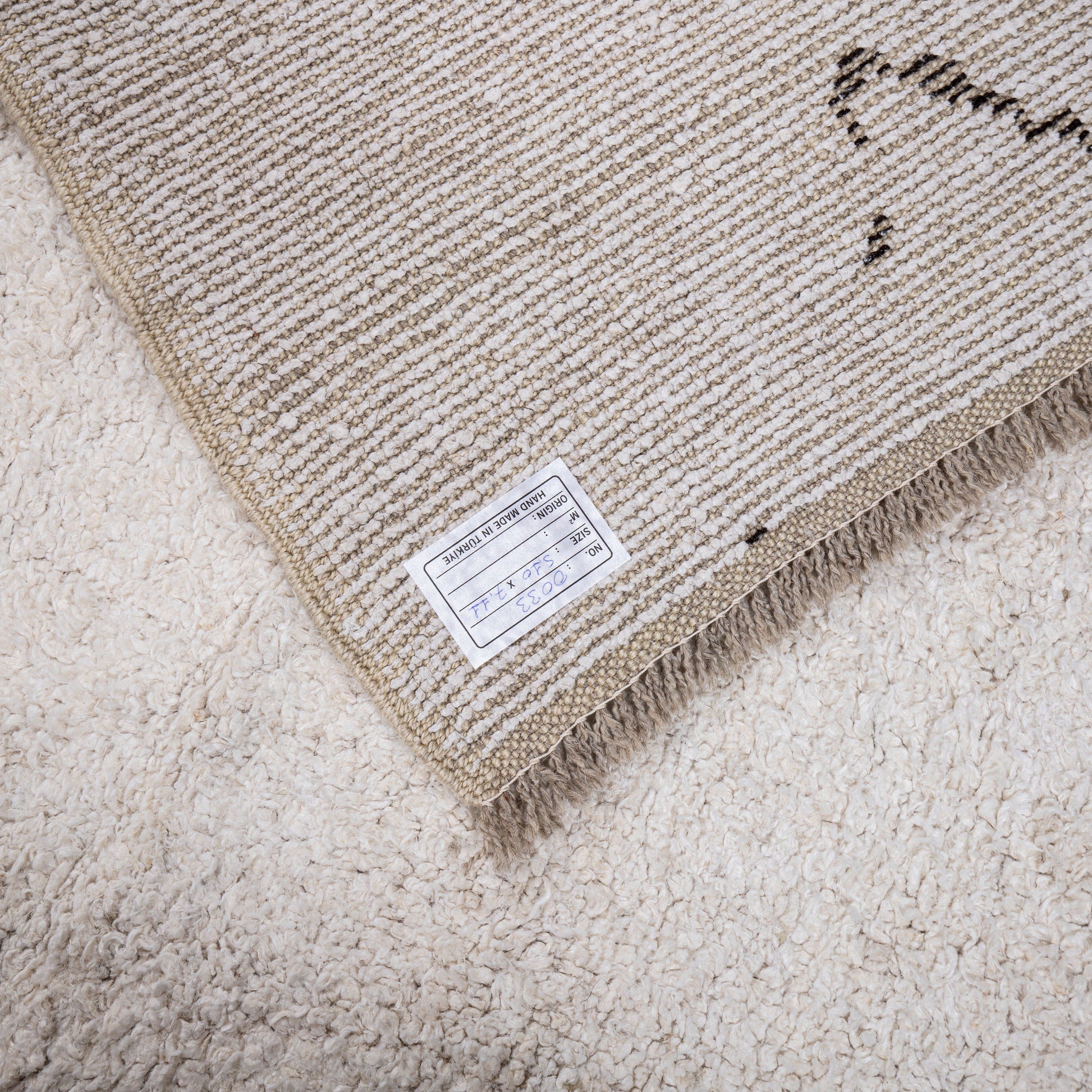 Contemporary TURKISH RUG up cycled from vintage HEMP and goat hair flat weaves