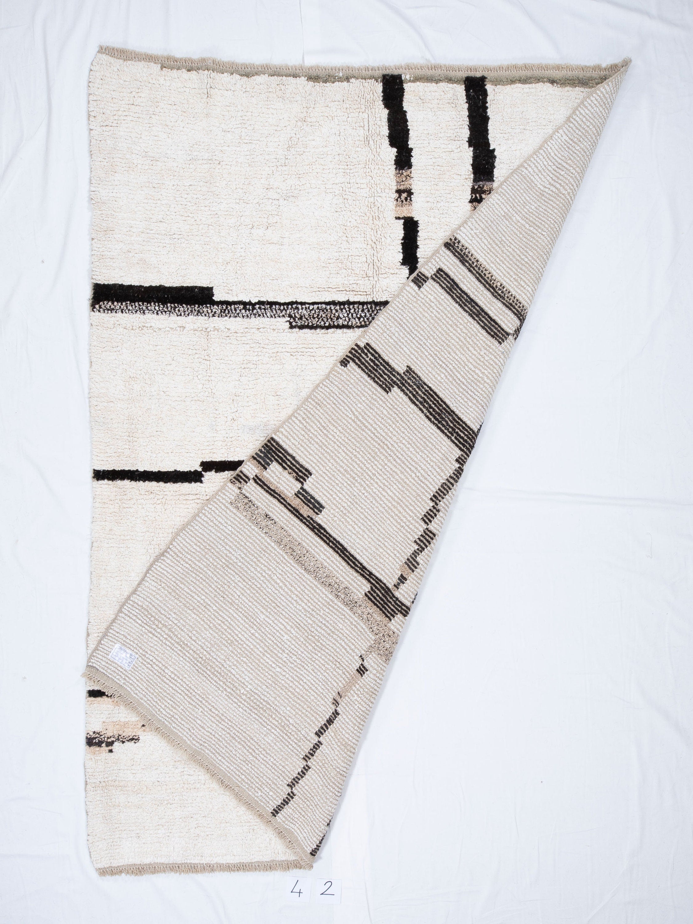 Contemporary TURKISH RUG up cycled from vintage HEMP and goat hair flat weaves
