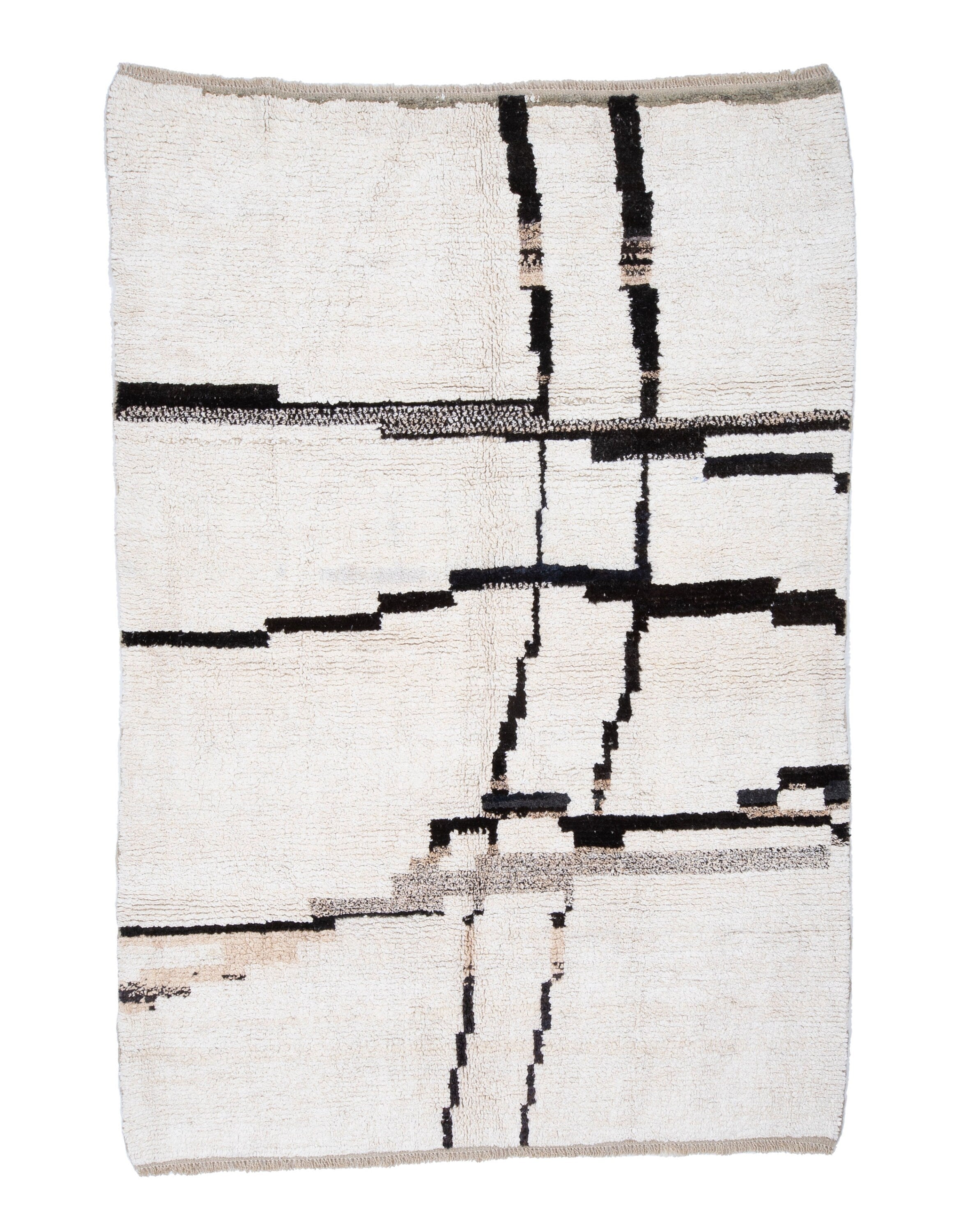 Contemporary TURKISH RUG up cycled from vintage HEMP and goat hair flat weaves