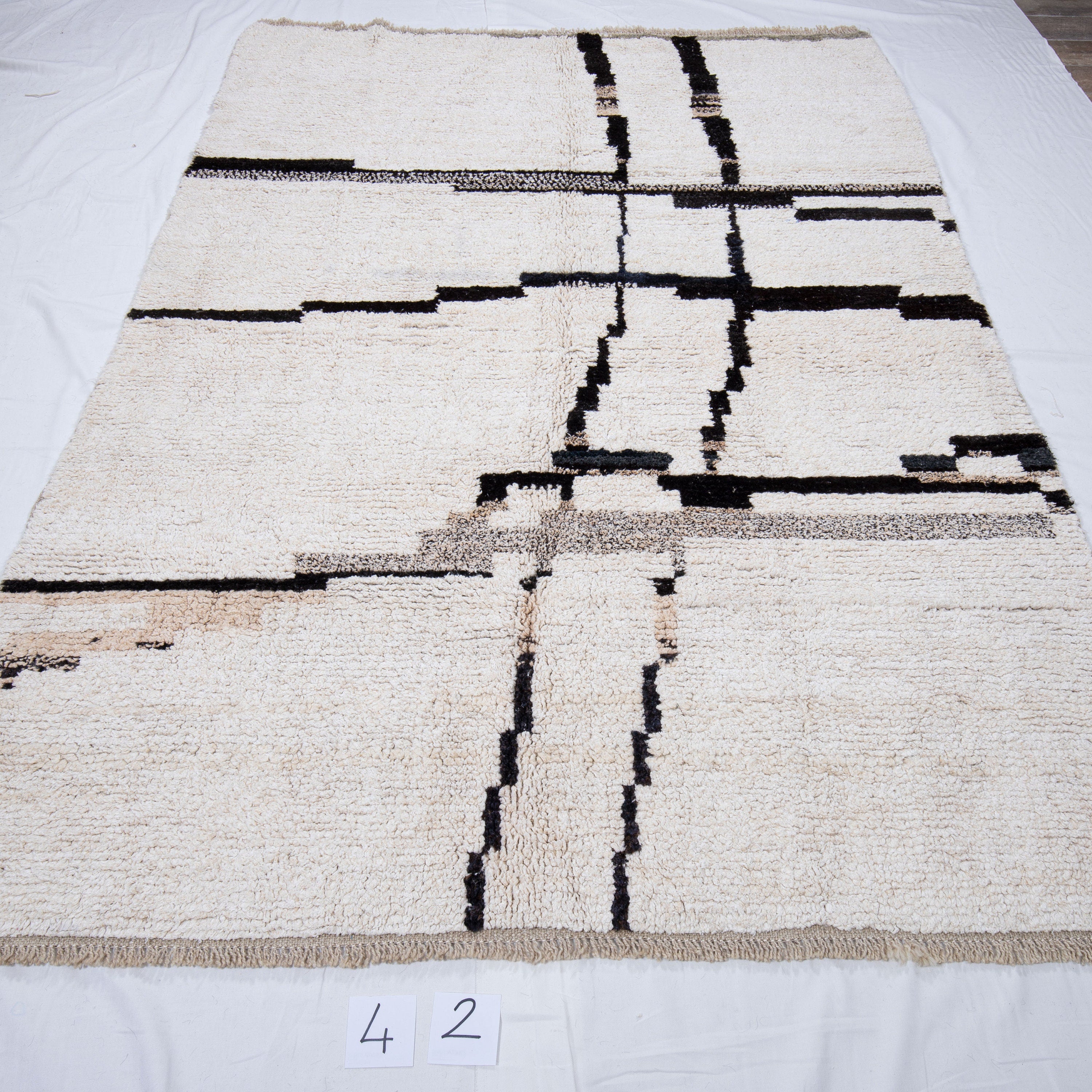 Contemporary TURKISH RUG up cycled from vintage HEMP and goat hair flat weaves