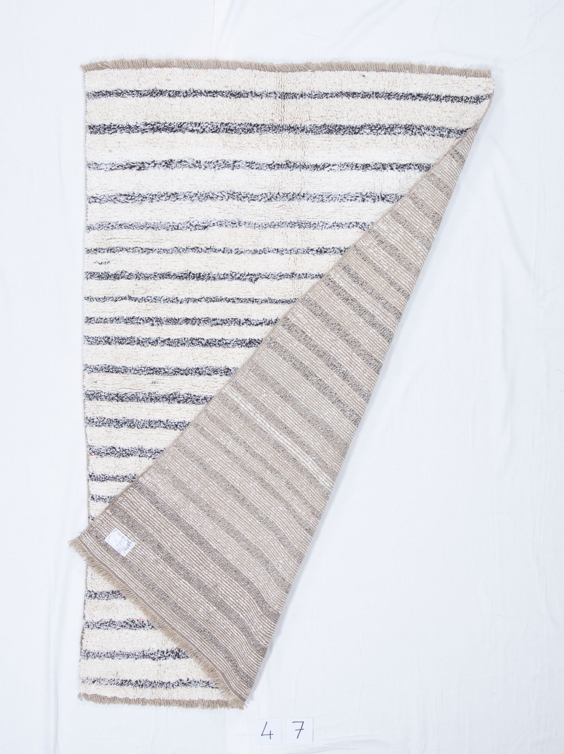 Contemporary TURKISH RUG up cycled from vintage HEMP and goat hair flat weaves