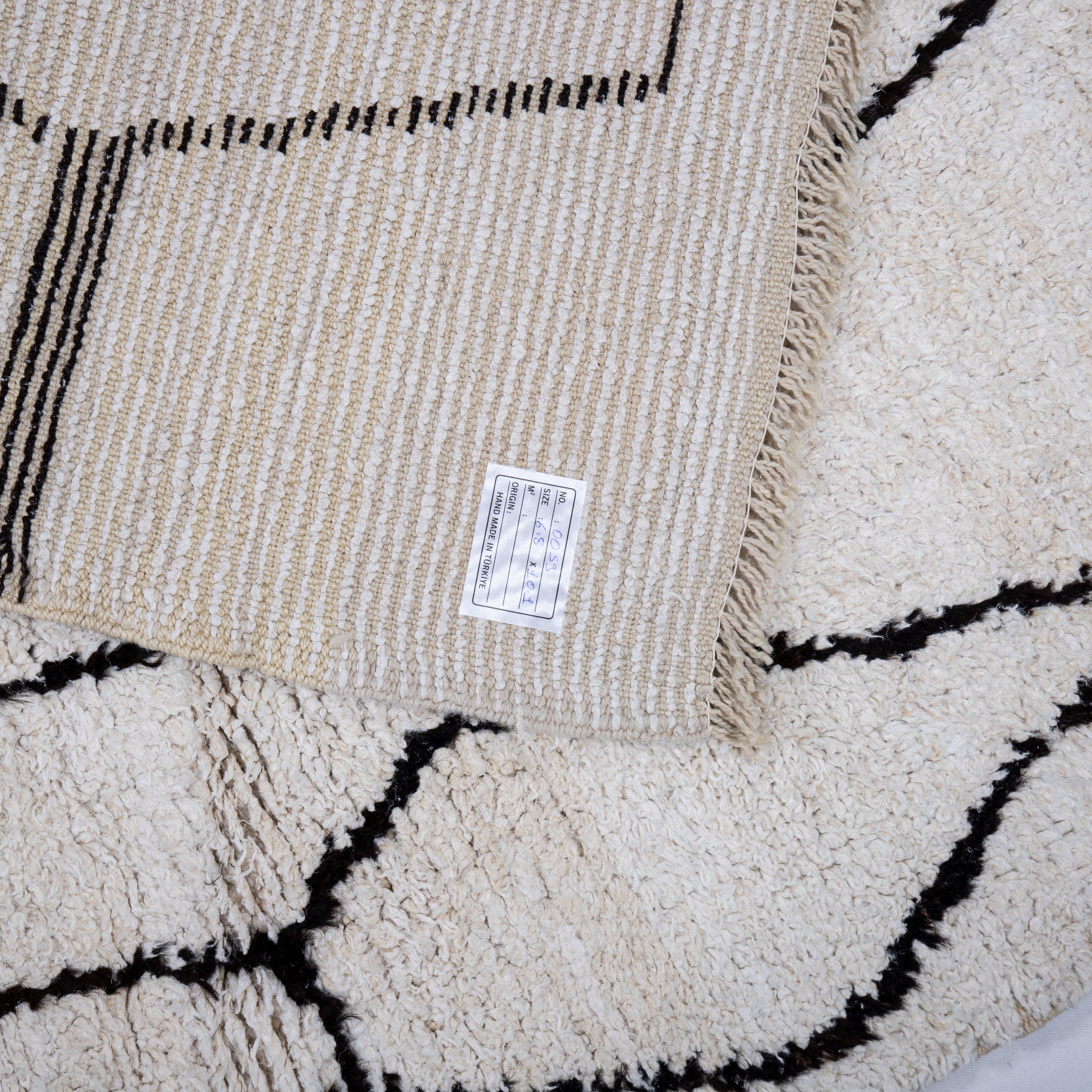 Contemporary TURKISH RUG up cycled from vintage HEMP and goat hair flat weaves
