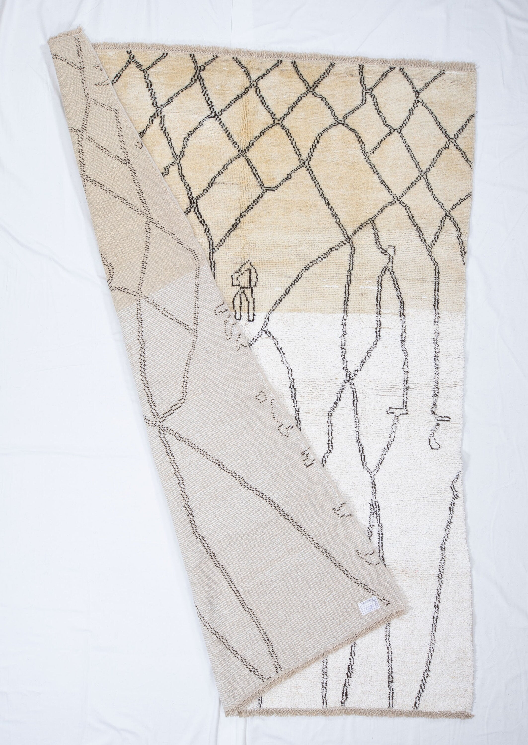 Contemporary TURKISH RUG up cycled from vintage HEMP and goat hair flat weaves