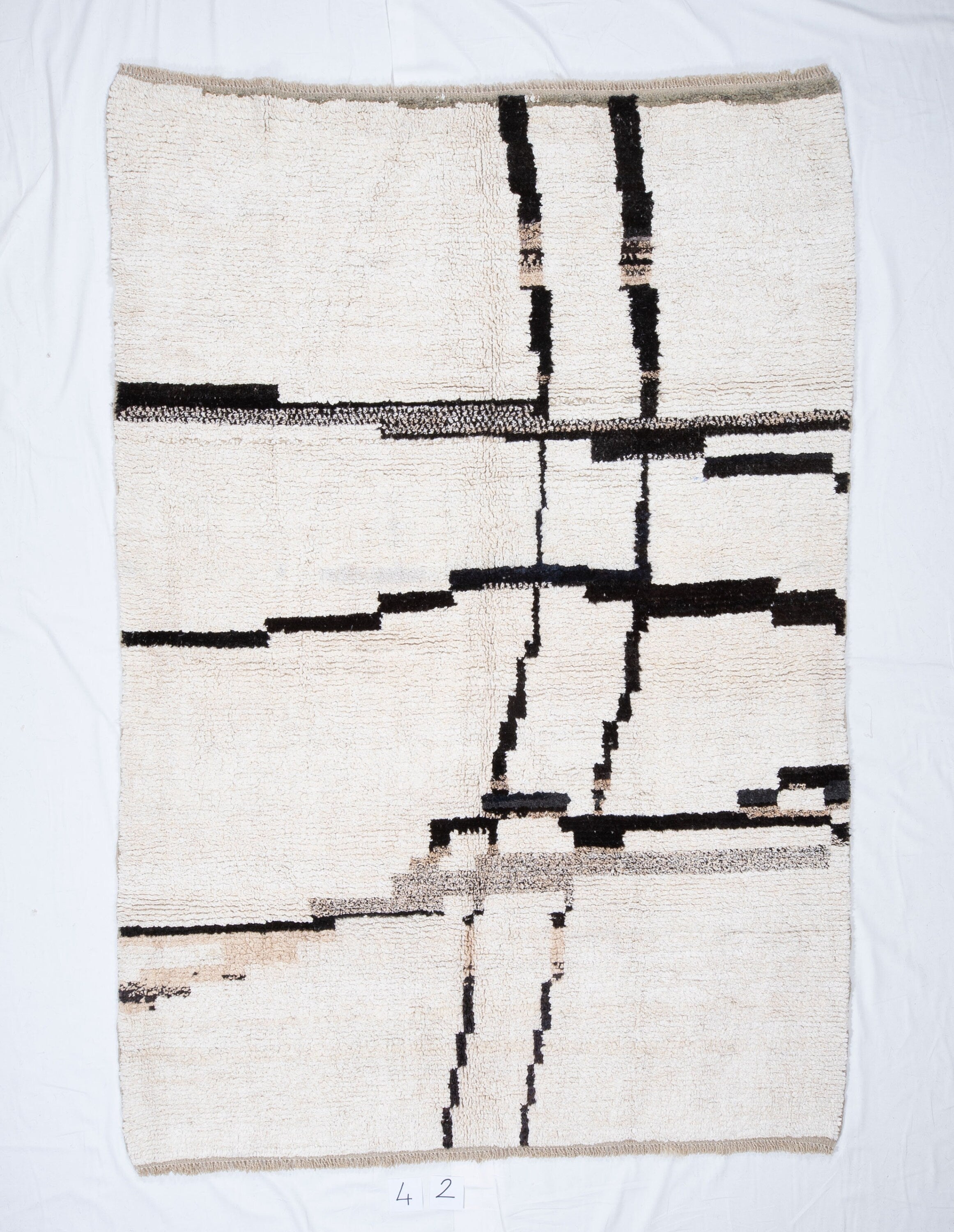 Contemporary TURKISH RUG up cycled from vintage HEMP and goat hair flat weaves