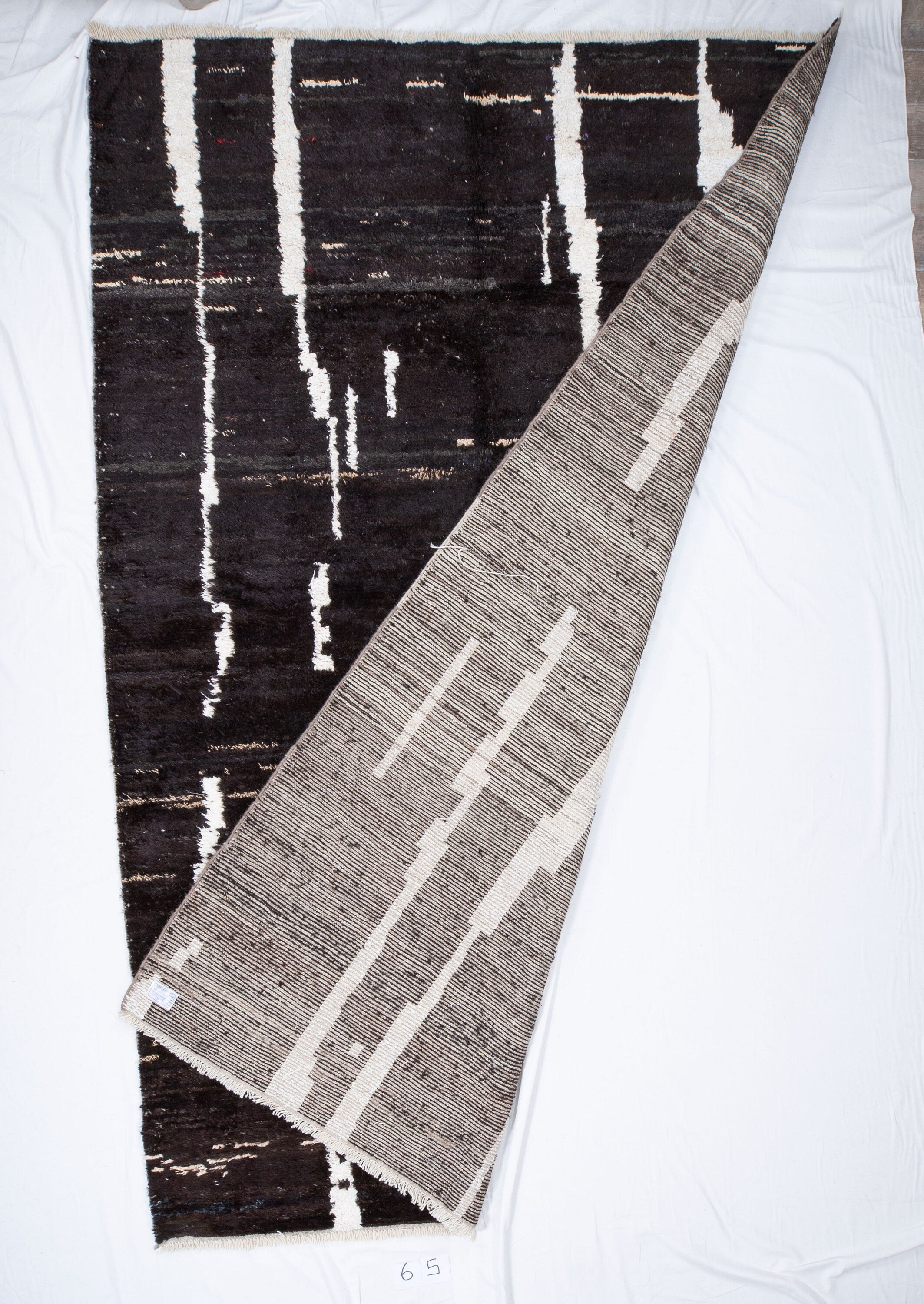 Contemporary TURKISH RUG up cycled from vintage HEMP and goat hair flat weaves