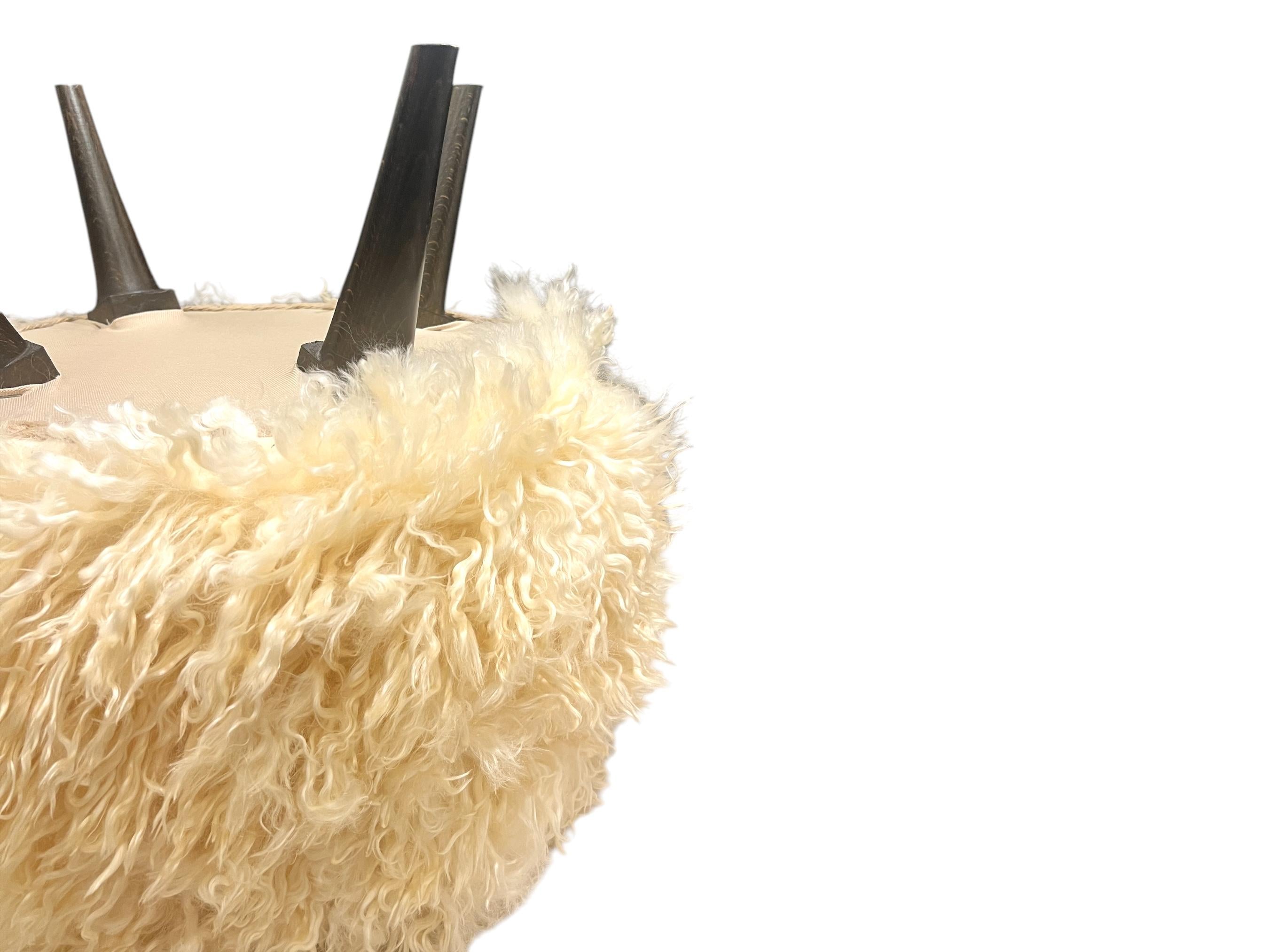 Angora Hide Small Ottoman