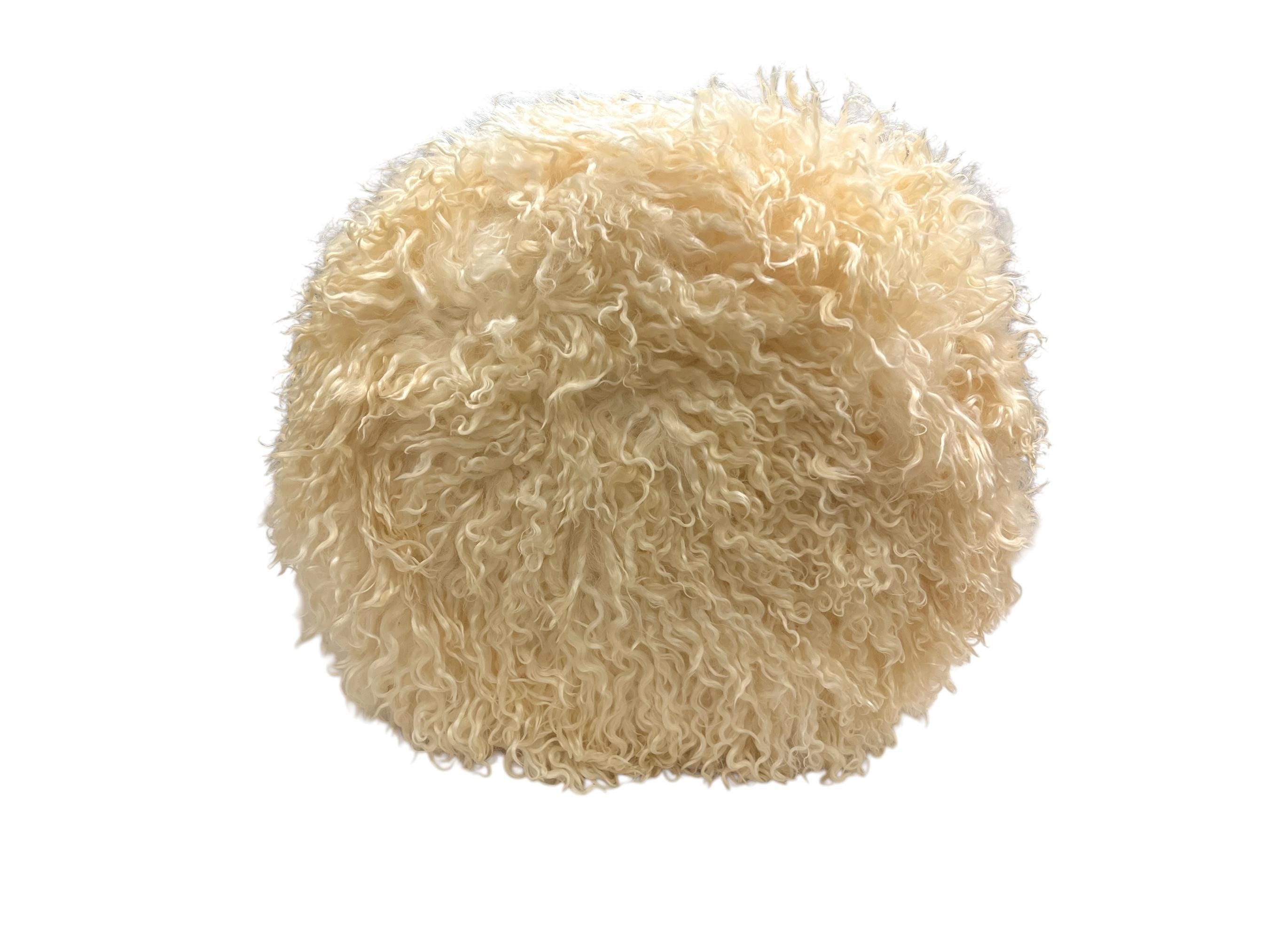 Angora Hide Small Ottoman