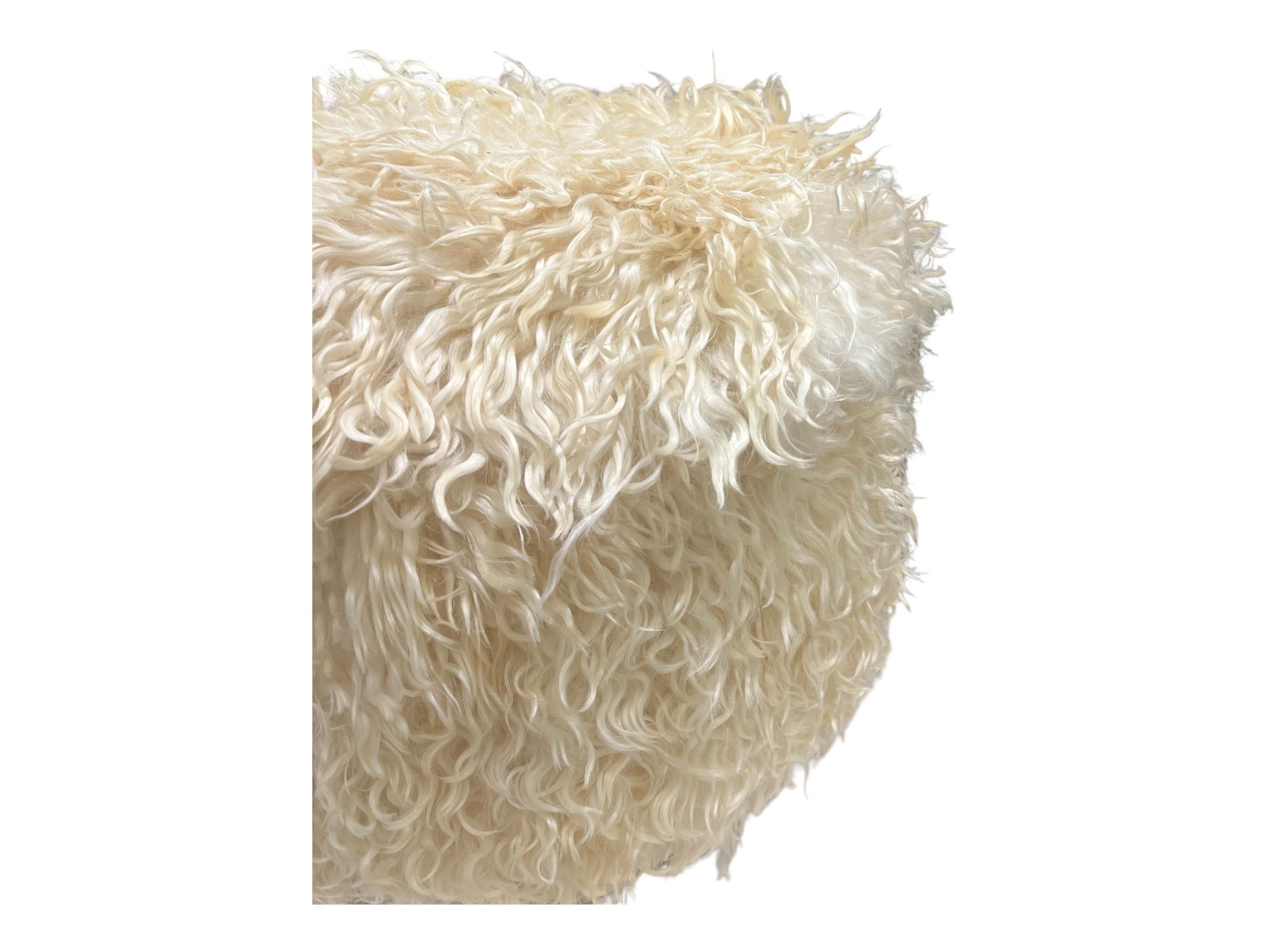 Angora Hide Small Ottoman