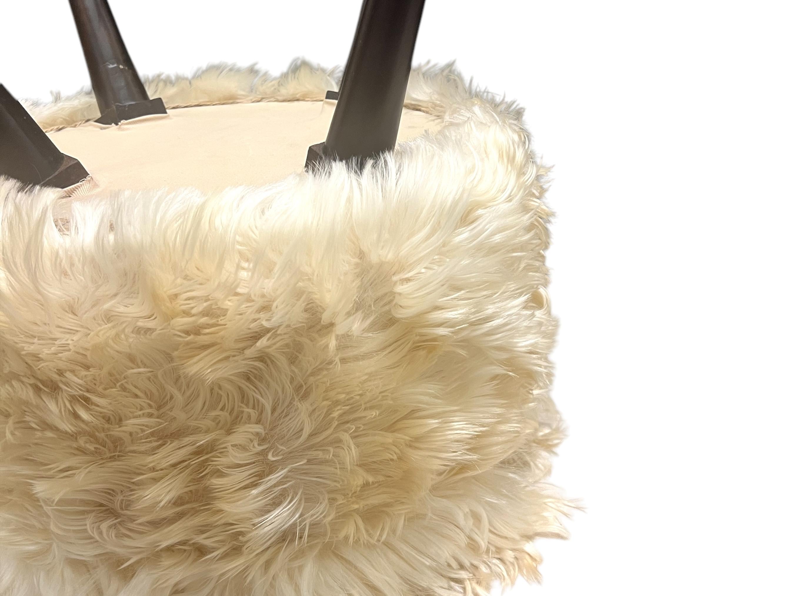 Small Round Angora Ottoman