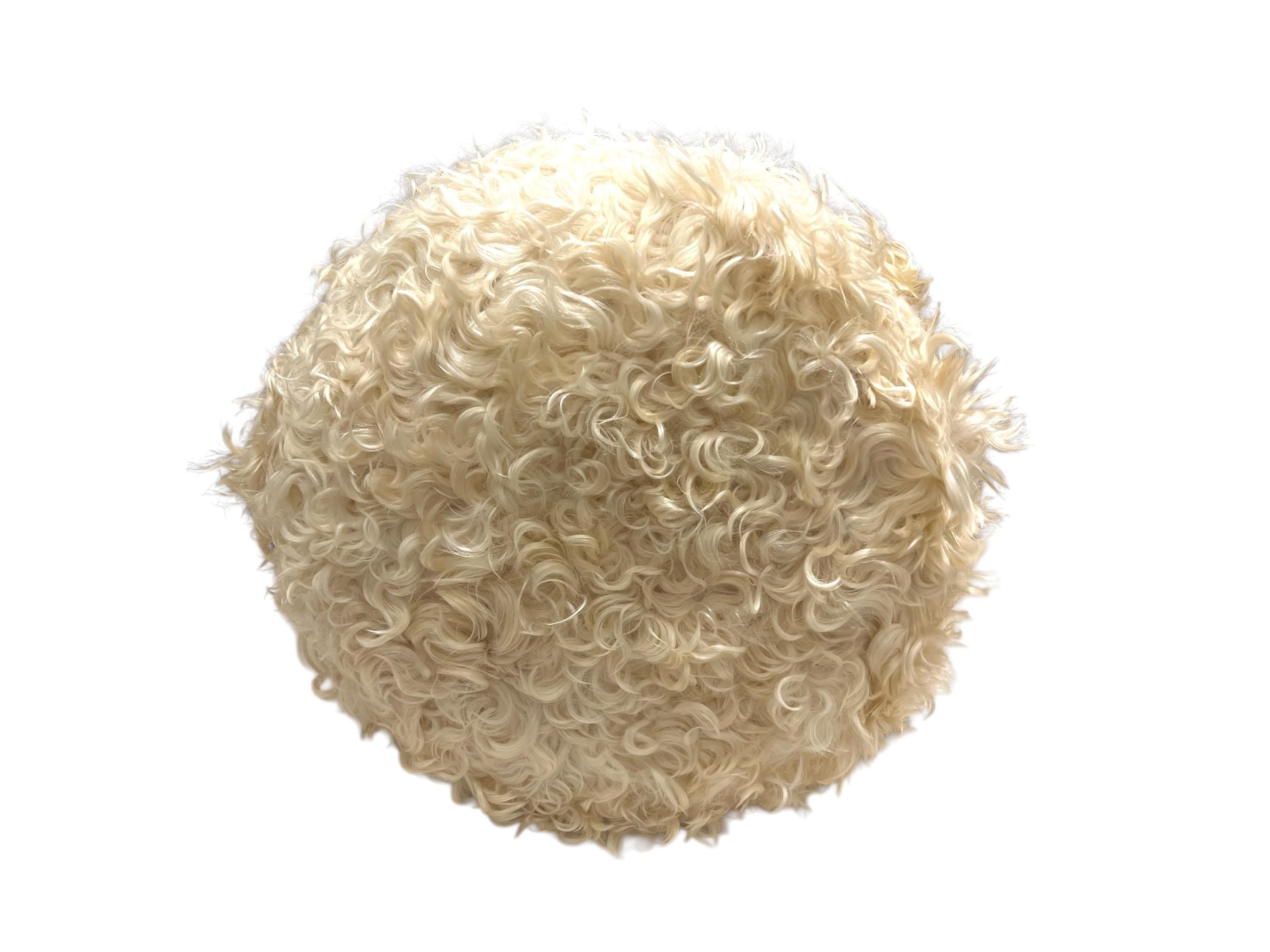 Angora Hide Small Round Ottoman