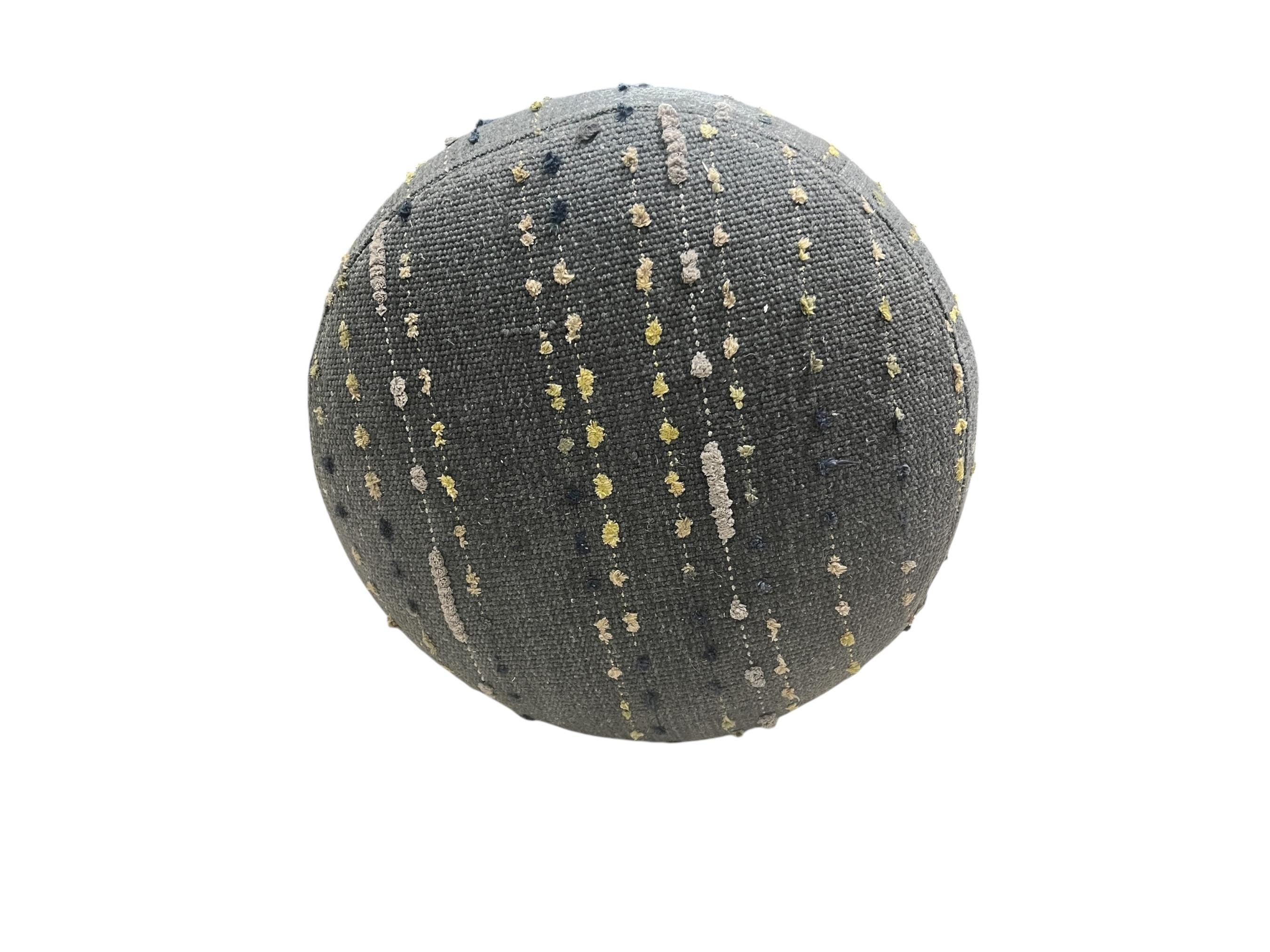 Grey Kilim Small Round Ottoman