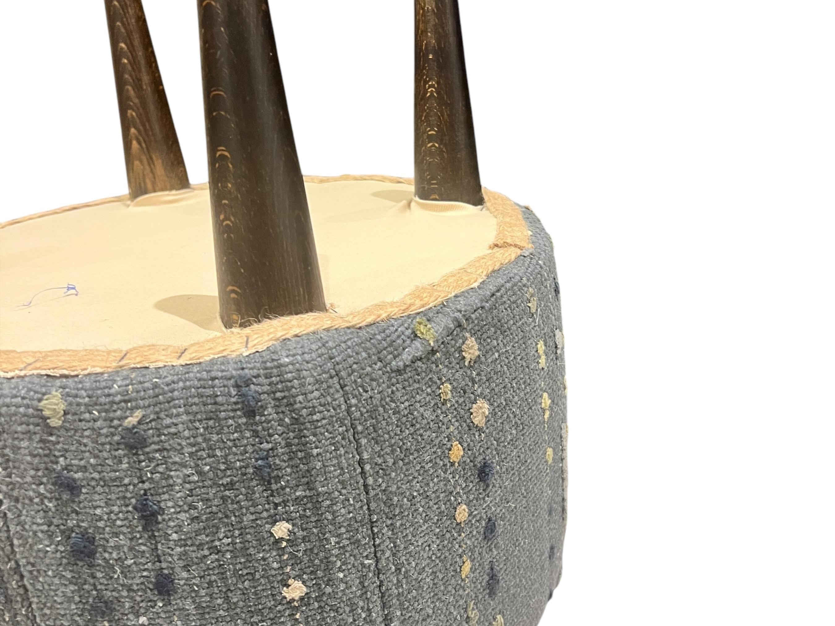 Grey Kilim Small Round Ottoman