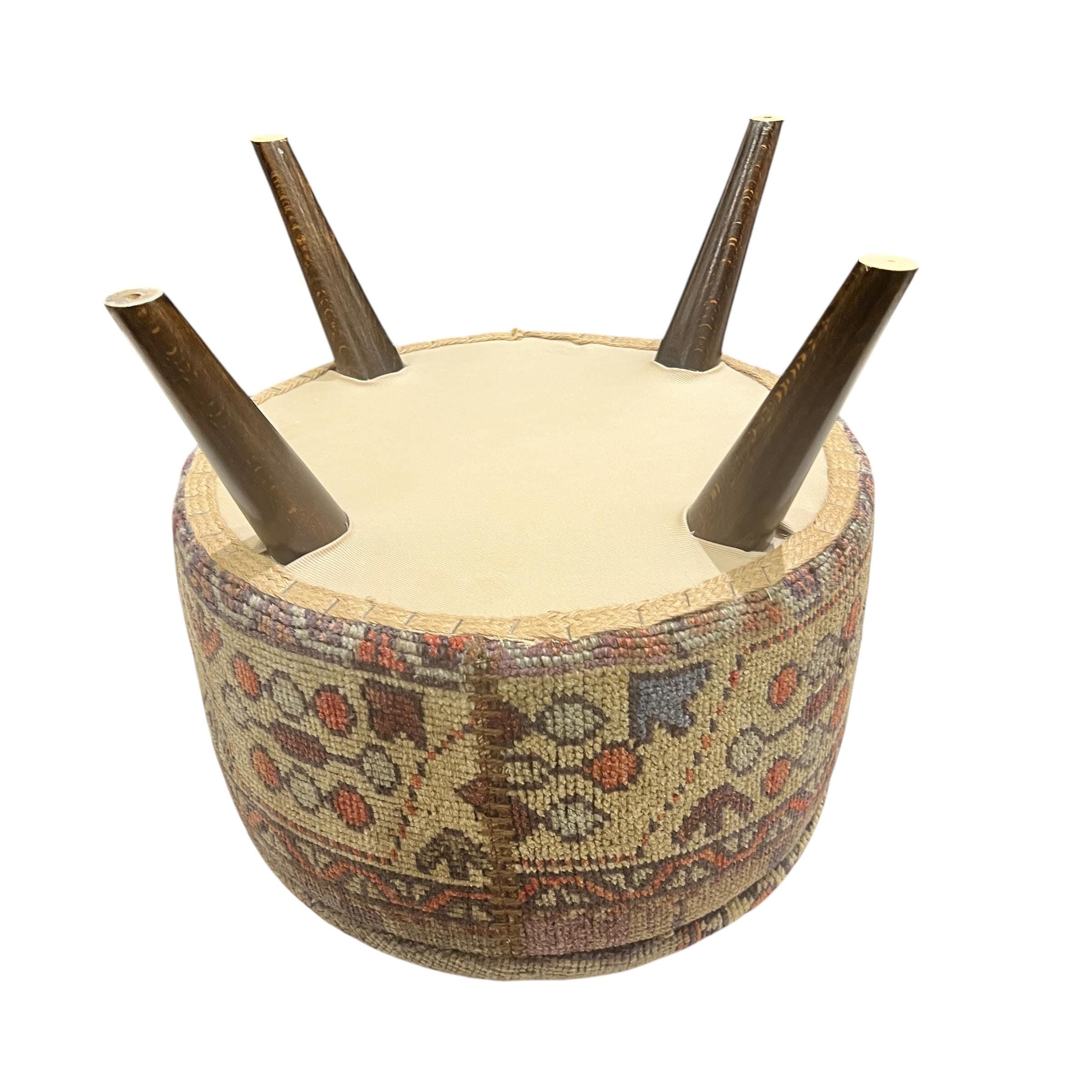 Vintage Rug Round Ottoman