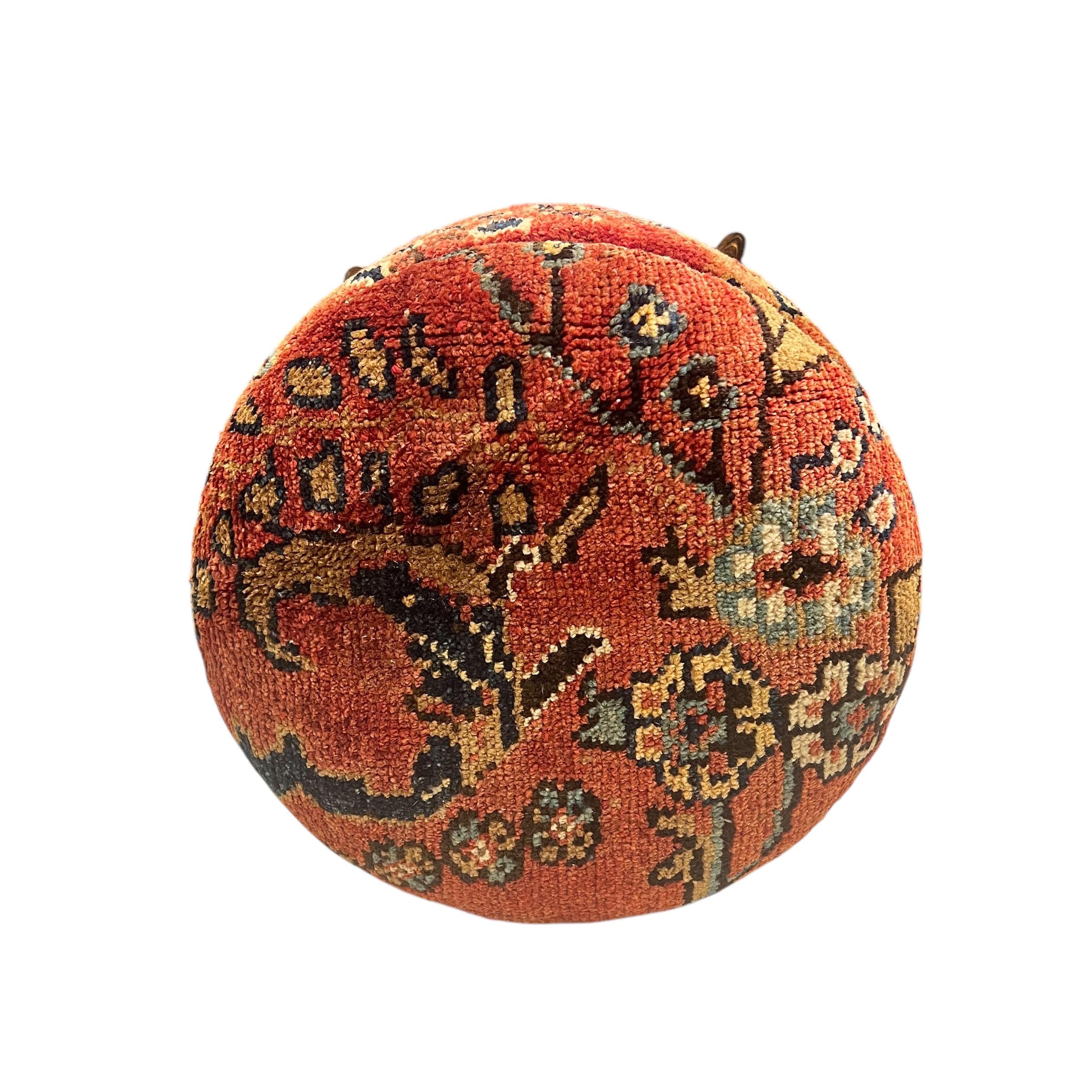 Vintage Rug Small Round Ottoman