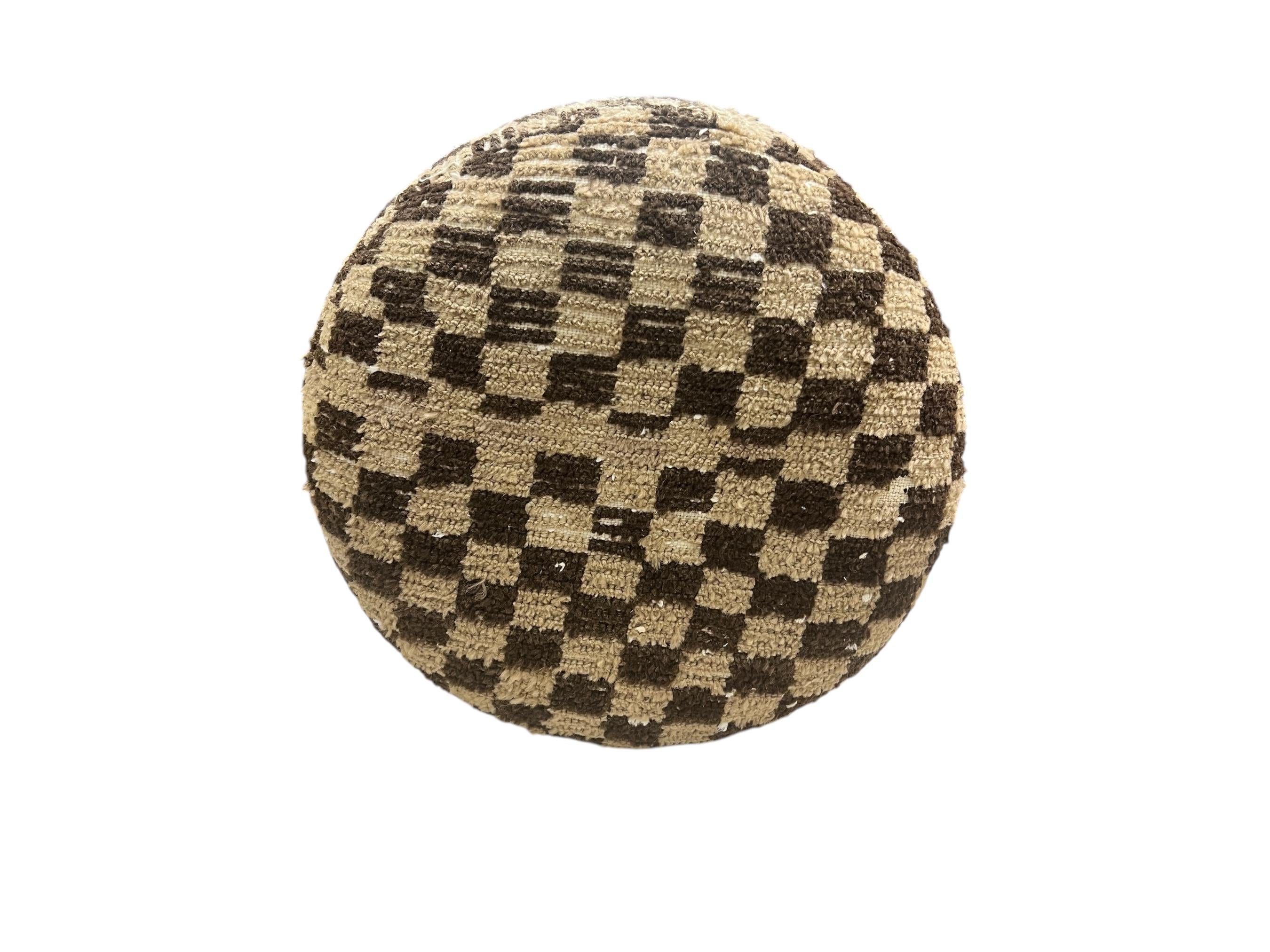 Vintage Carpet Small Round Ottoman