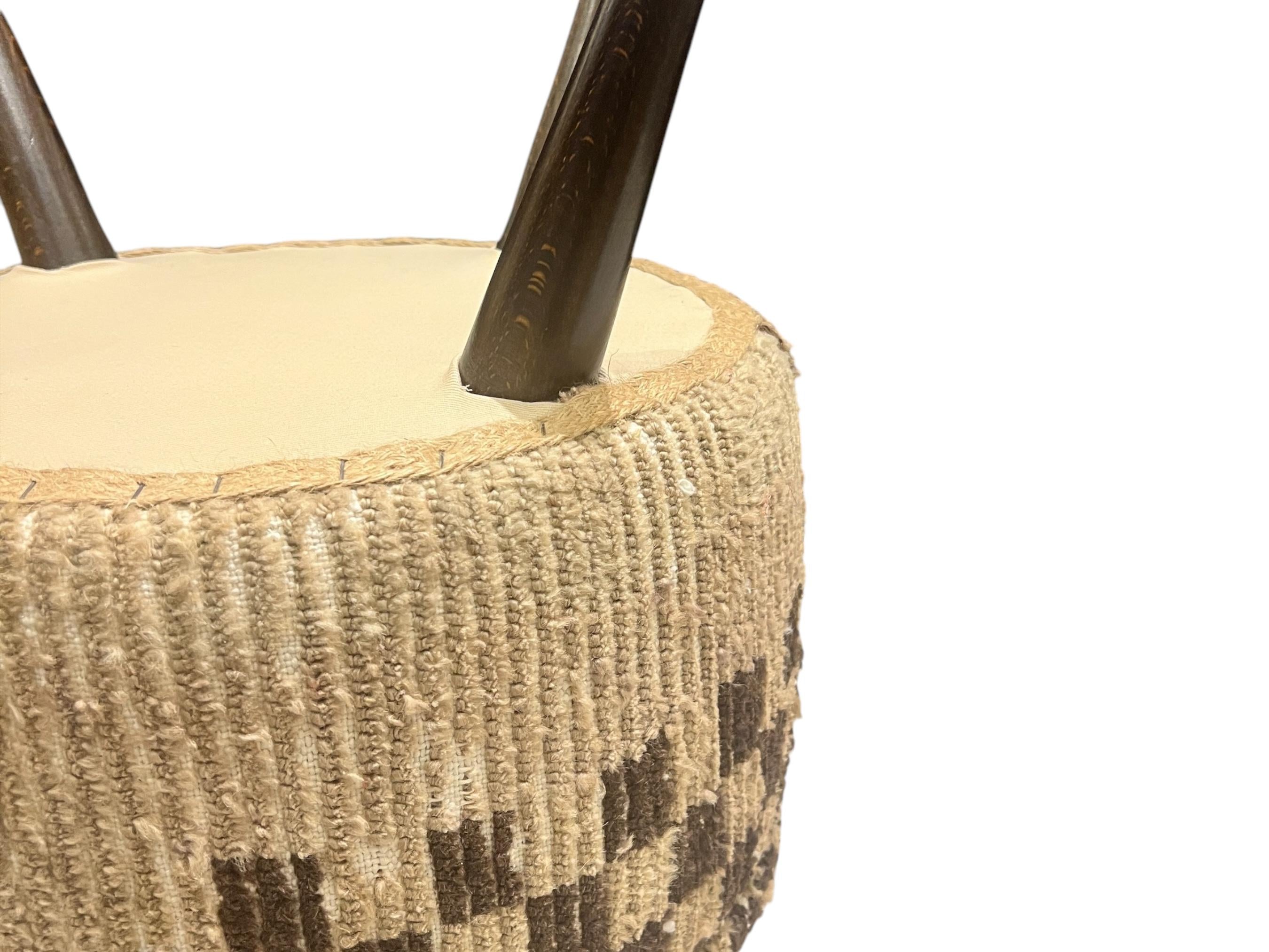 Vintage Carpet Small Round Ottoman