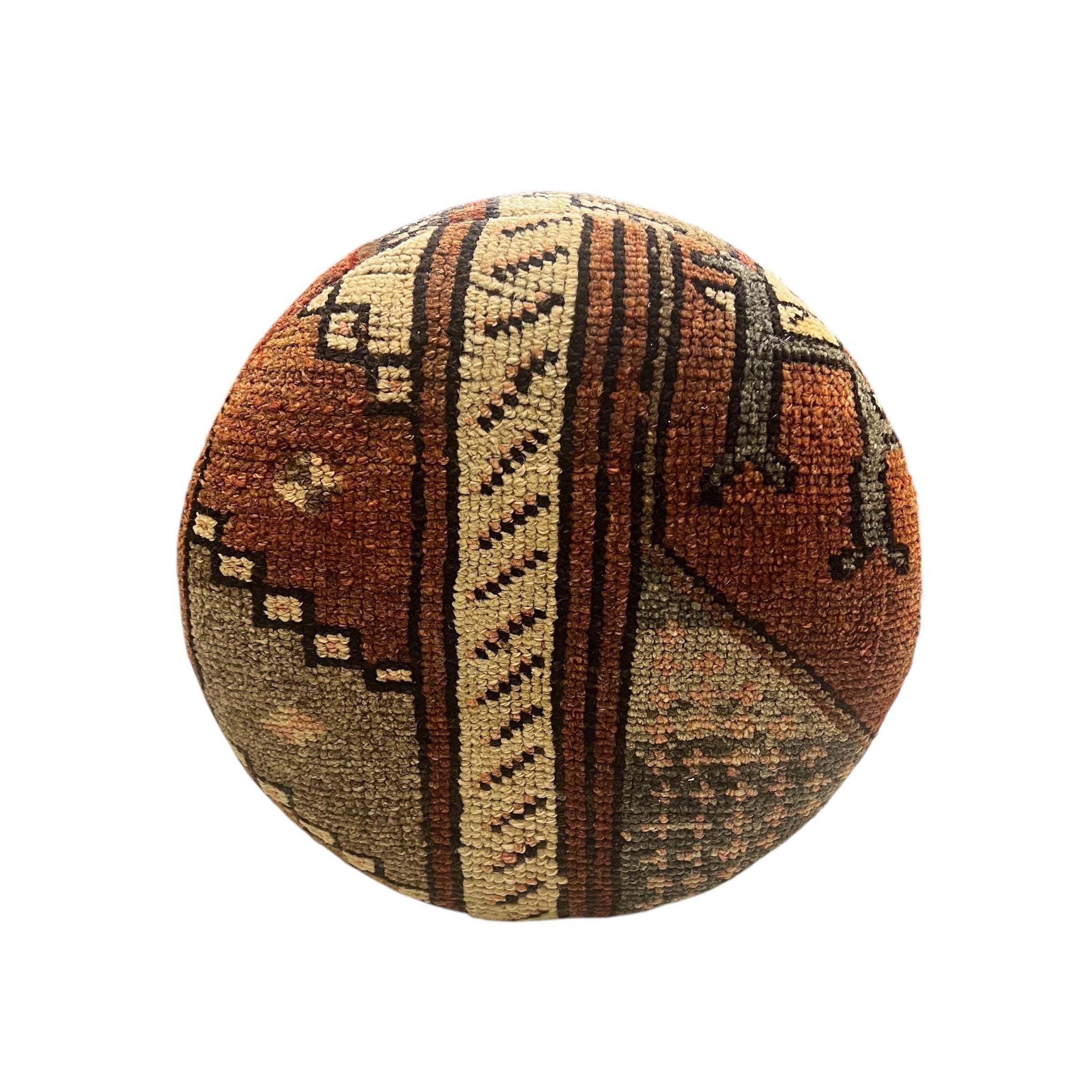 Vintage Carpet Small Round Ottoman