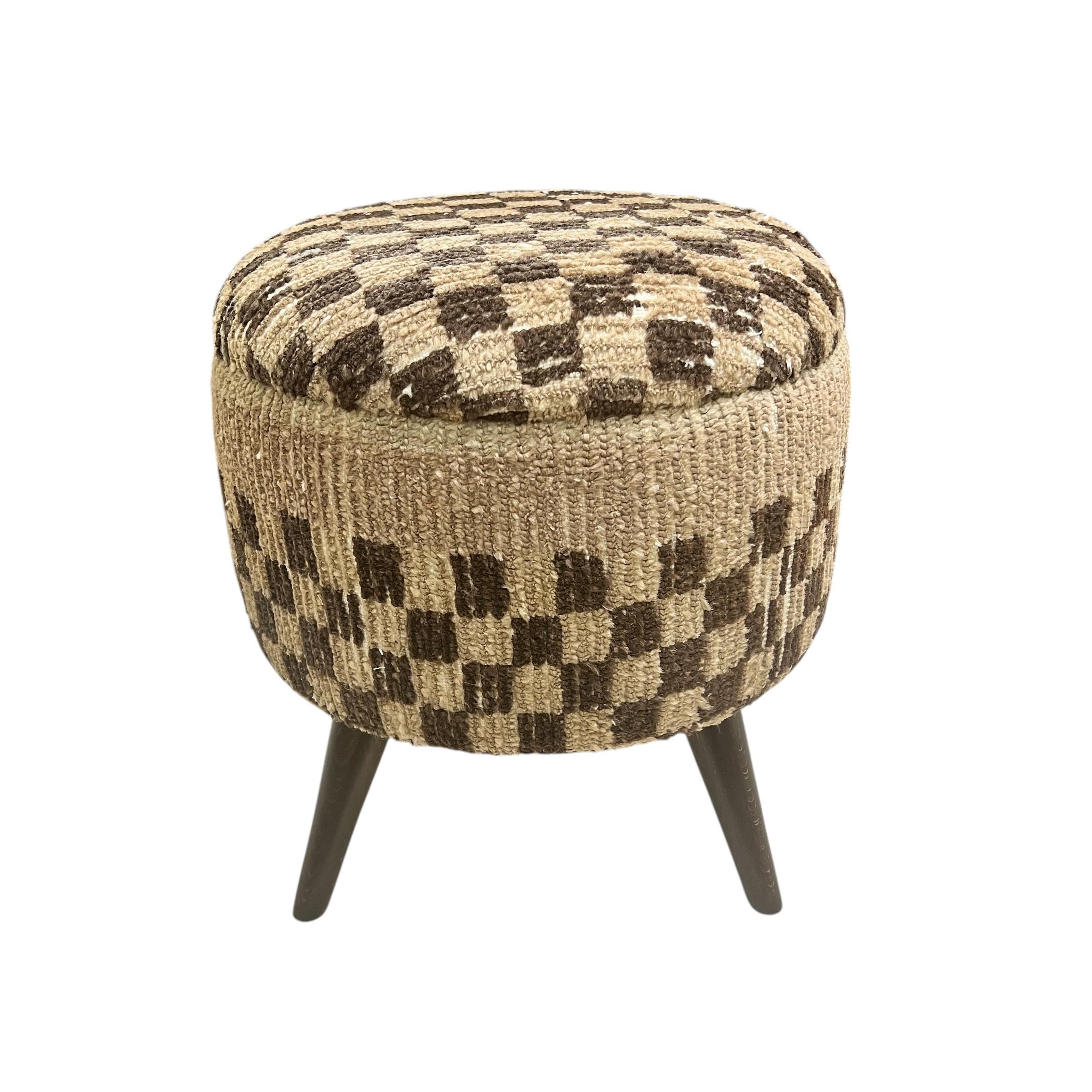Small Vintage Carpet Round Ottoman