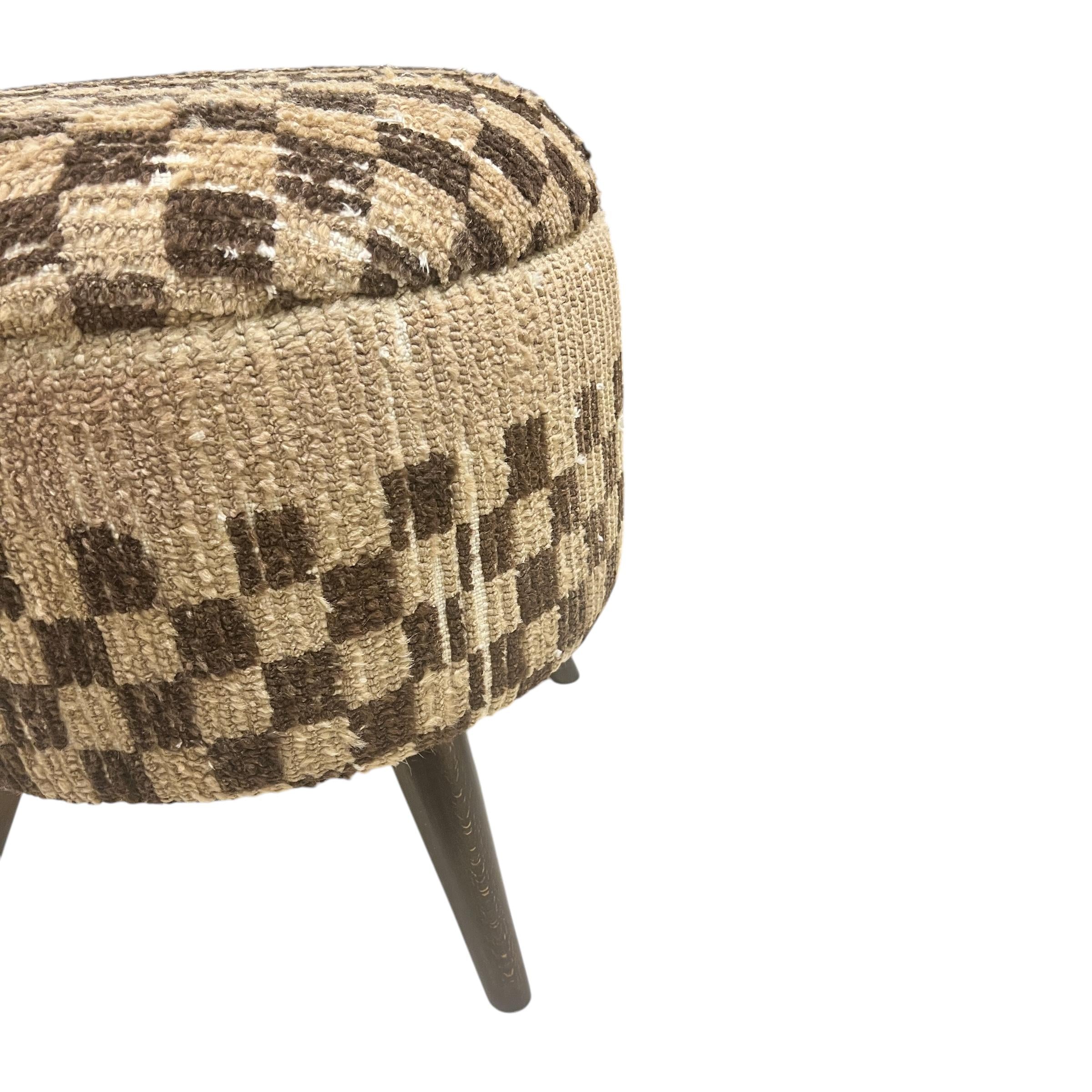 Small Vintage Carpet Round Ottoman