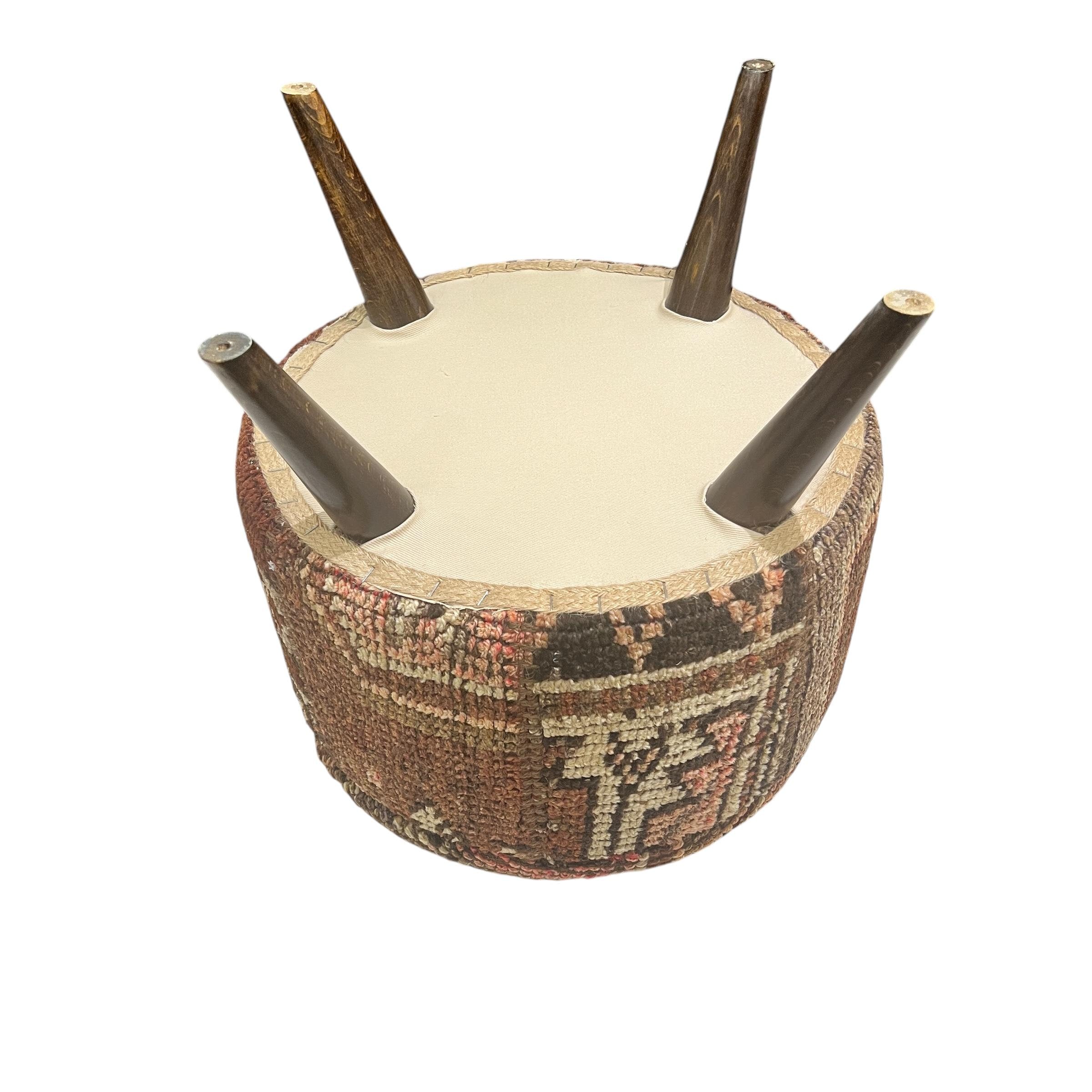 Small Vintage Carpet Round Ottoman