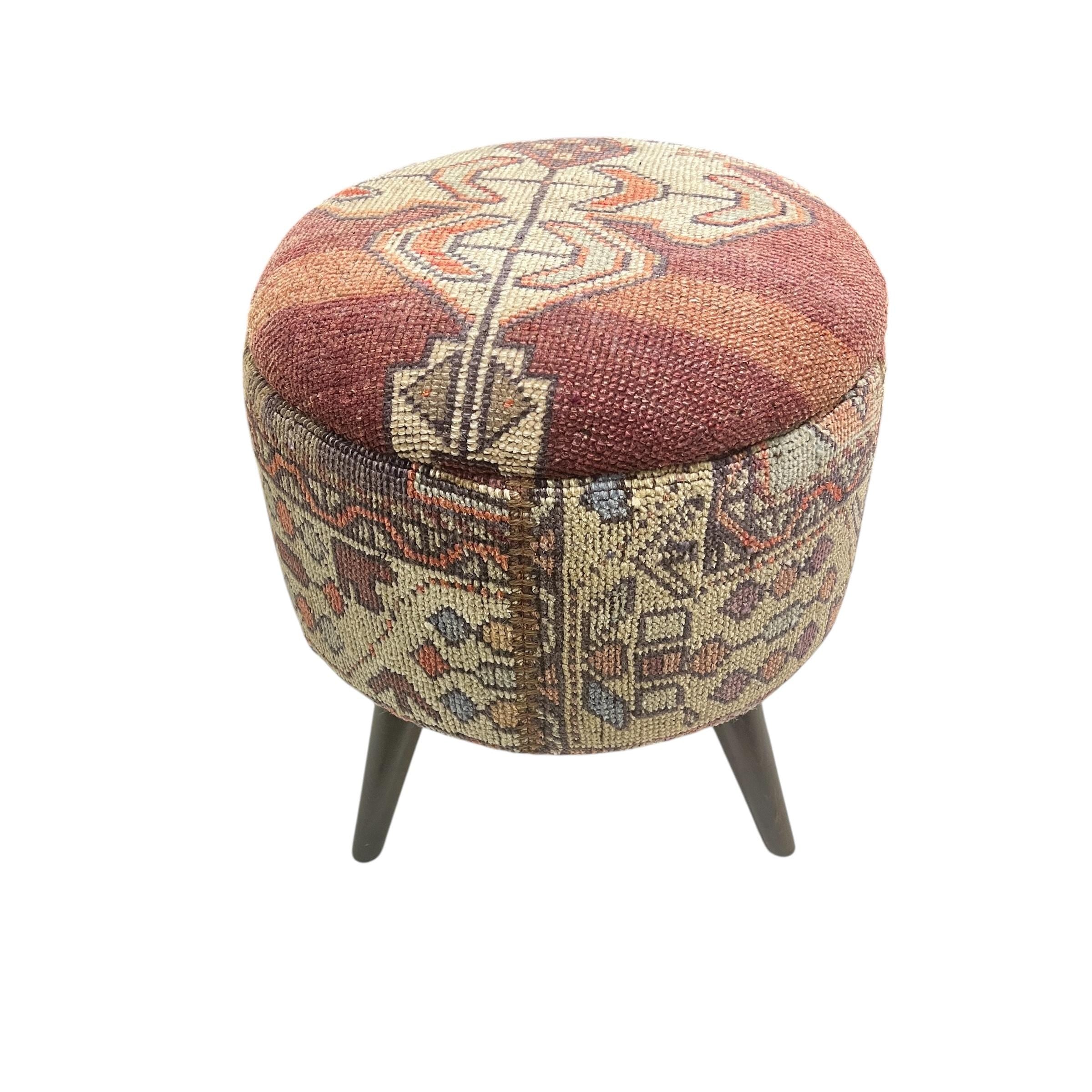 Vintage Rug Small Ottoman