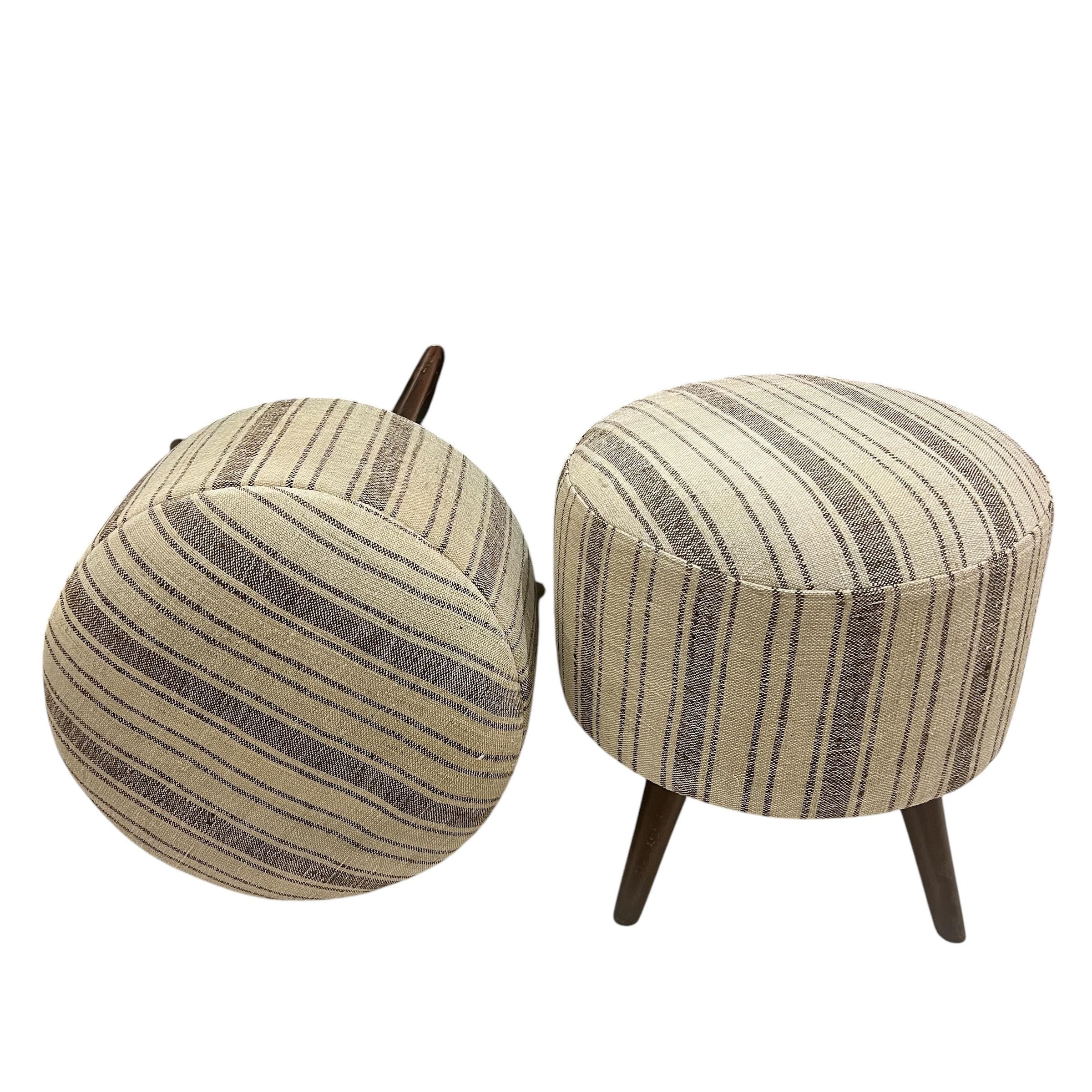 Stripe Kilim Small Ottoman
