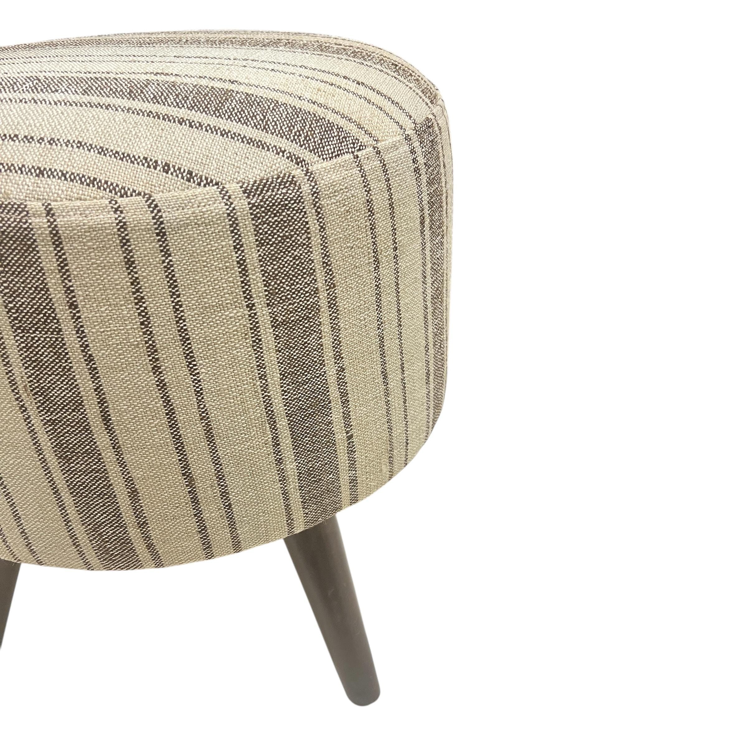 Stripe Kilim Small Round Ottoman
