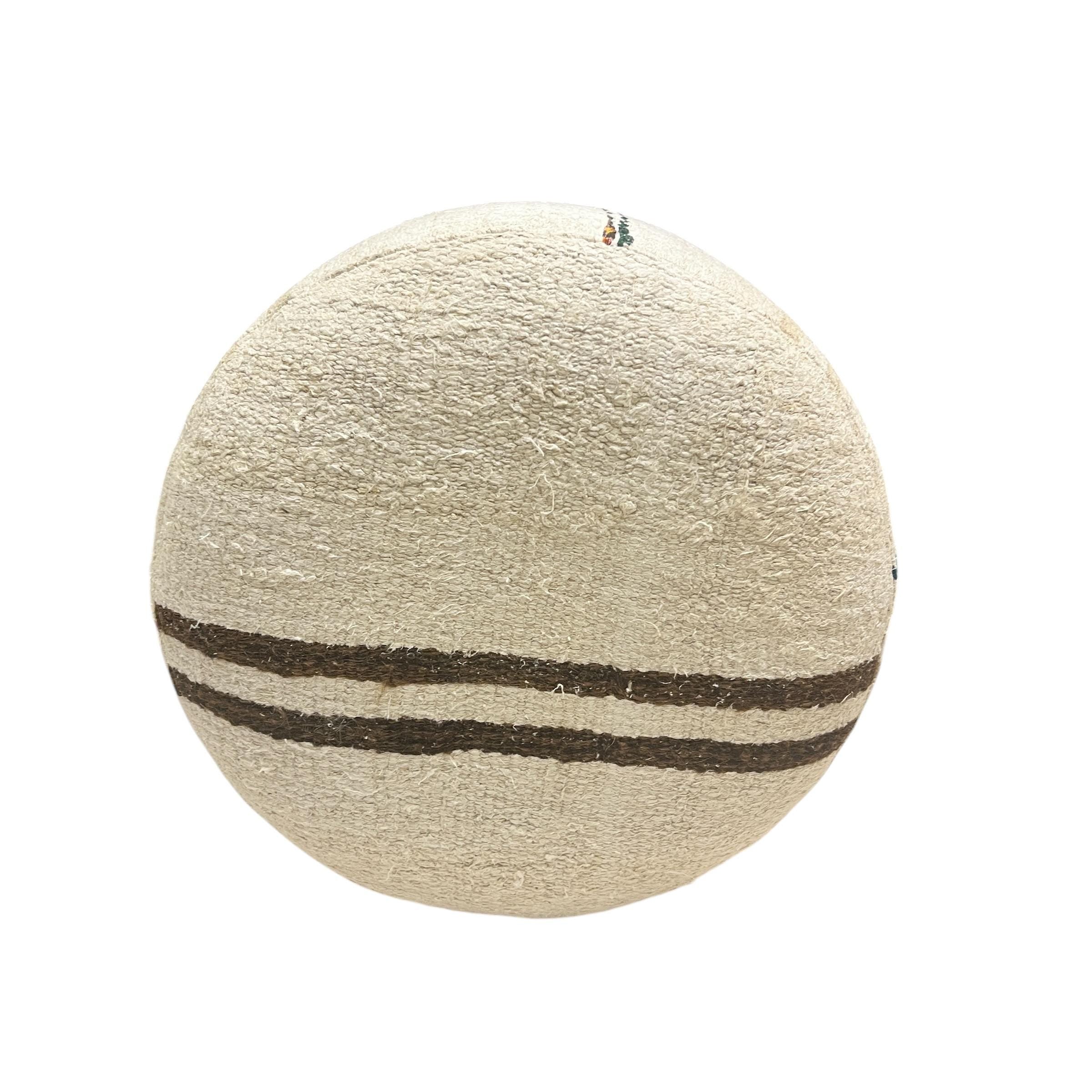 Vintage Hemp Kilim Small Round Ottoman