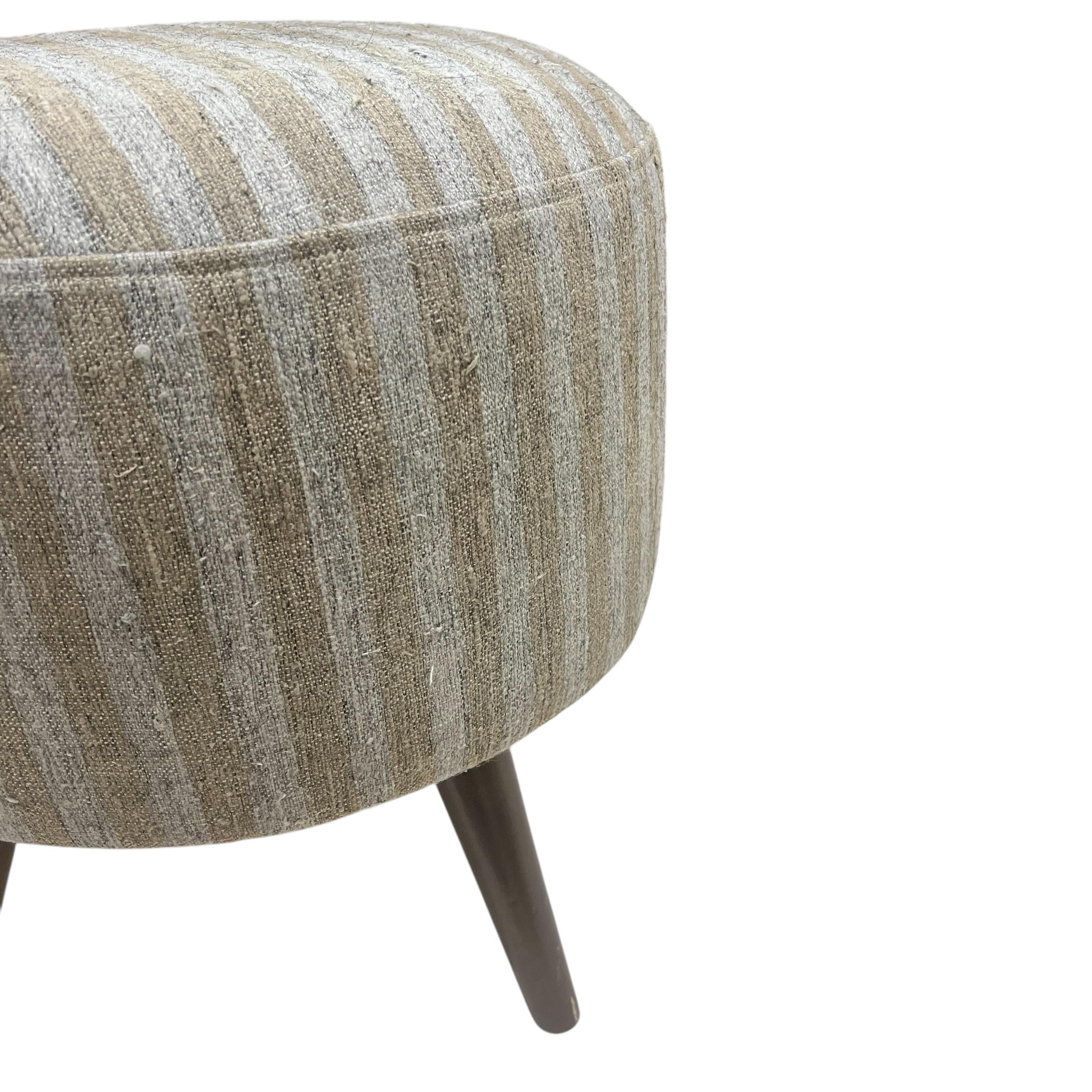 Stripe Kilim Small Round Ottoman