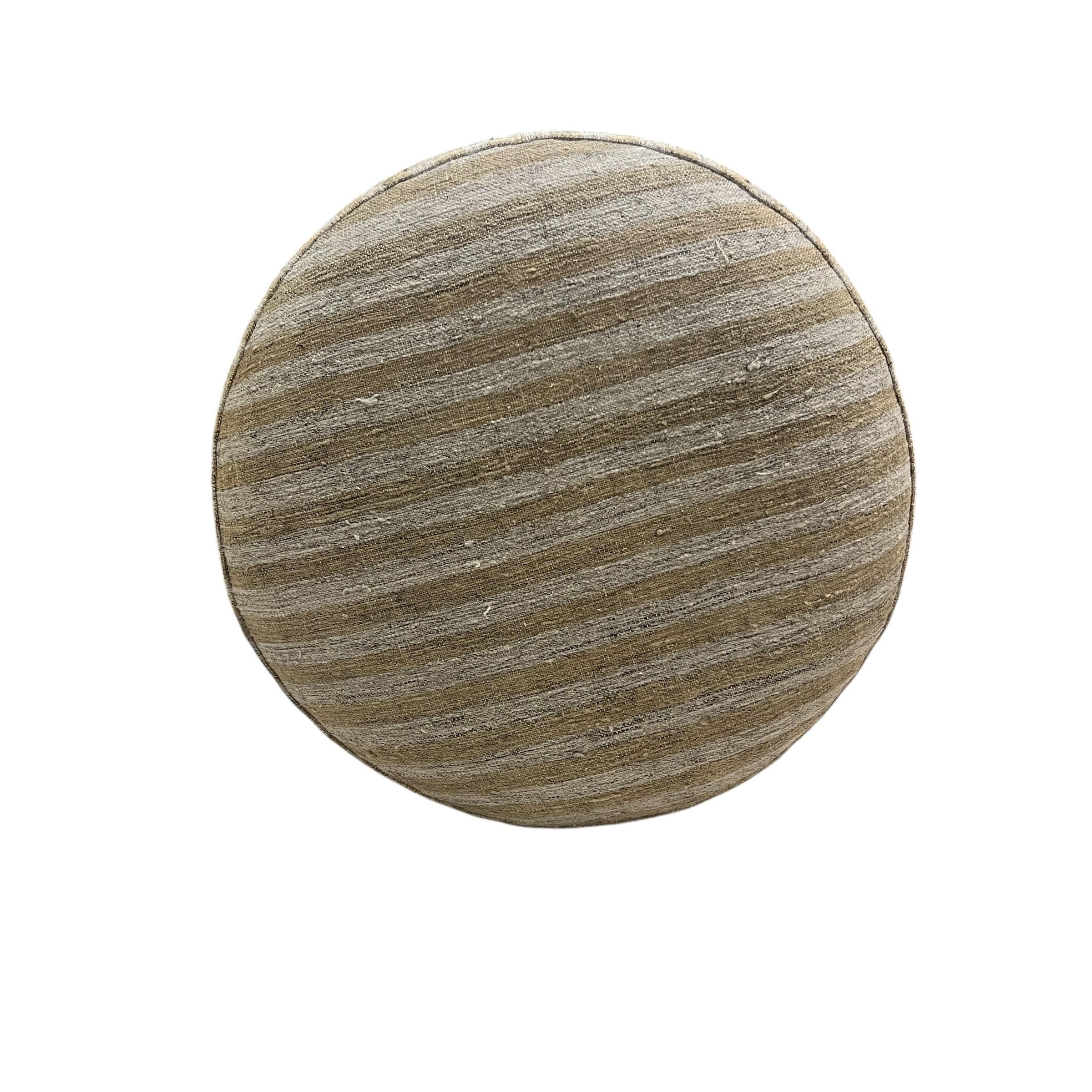 Stripe Kilim Small Round Ottoman