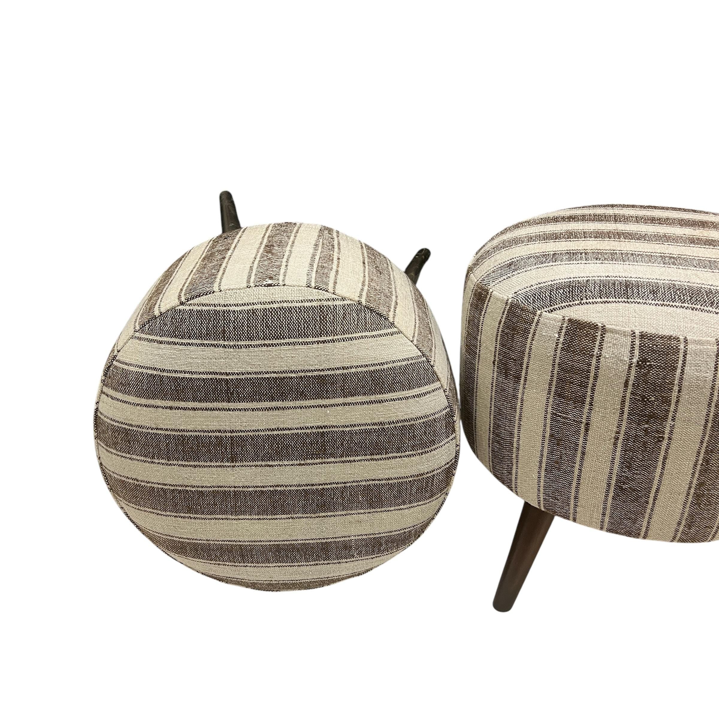 Stripe Kilim Small Round Ottoman