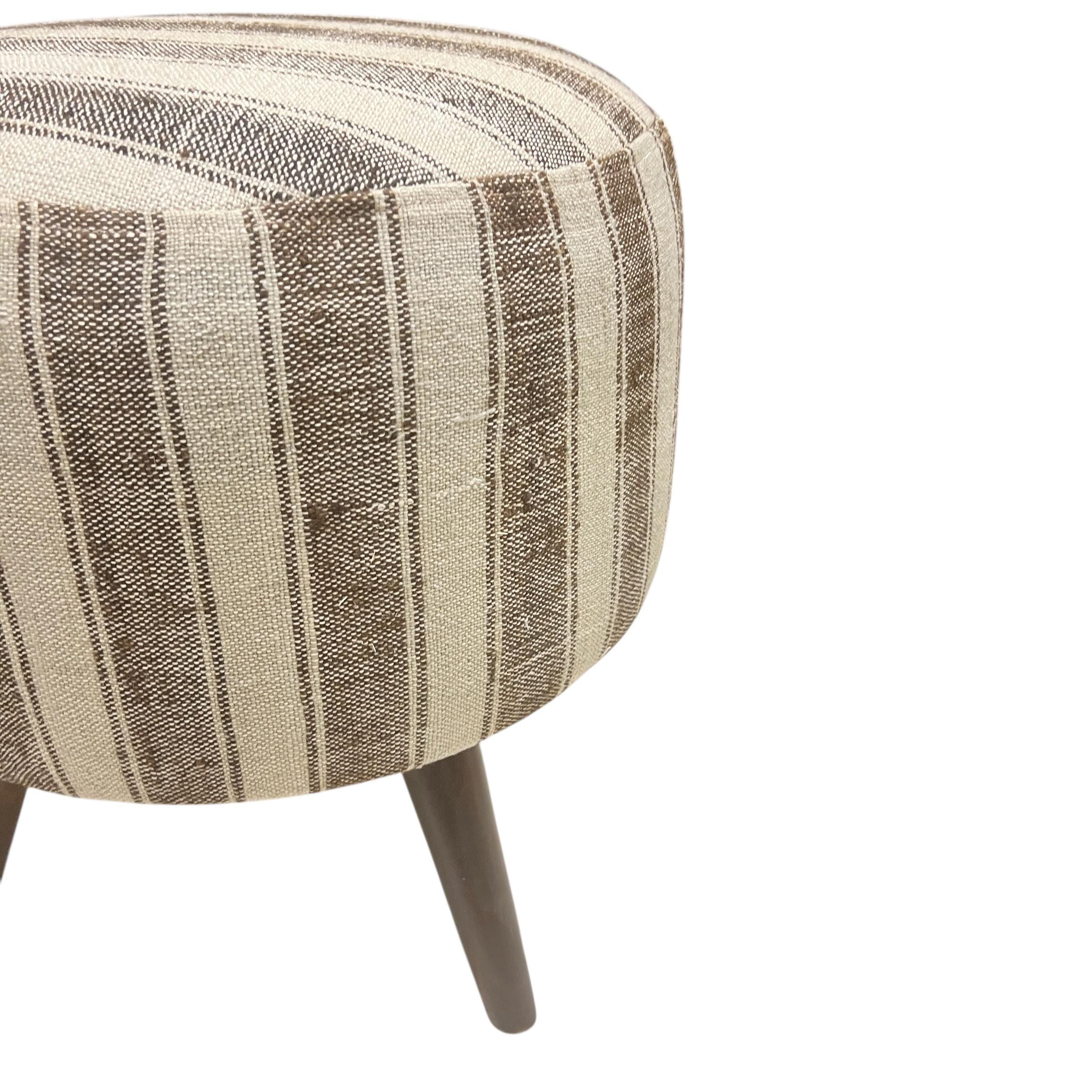 Stripe Kilim Small Round Ottoman