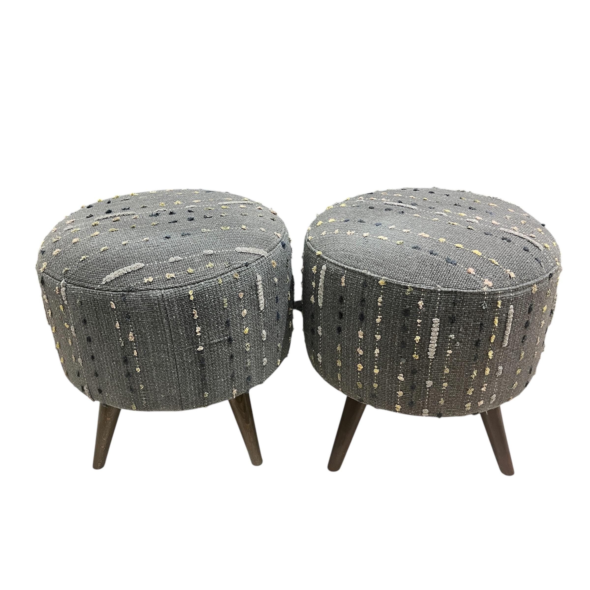 Stripe Kilim Small Round Ottoman