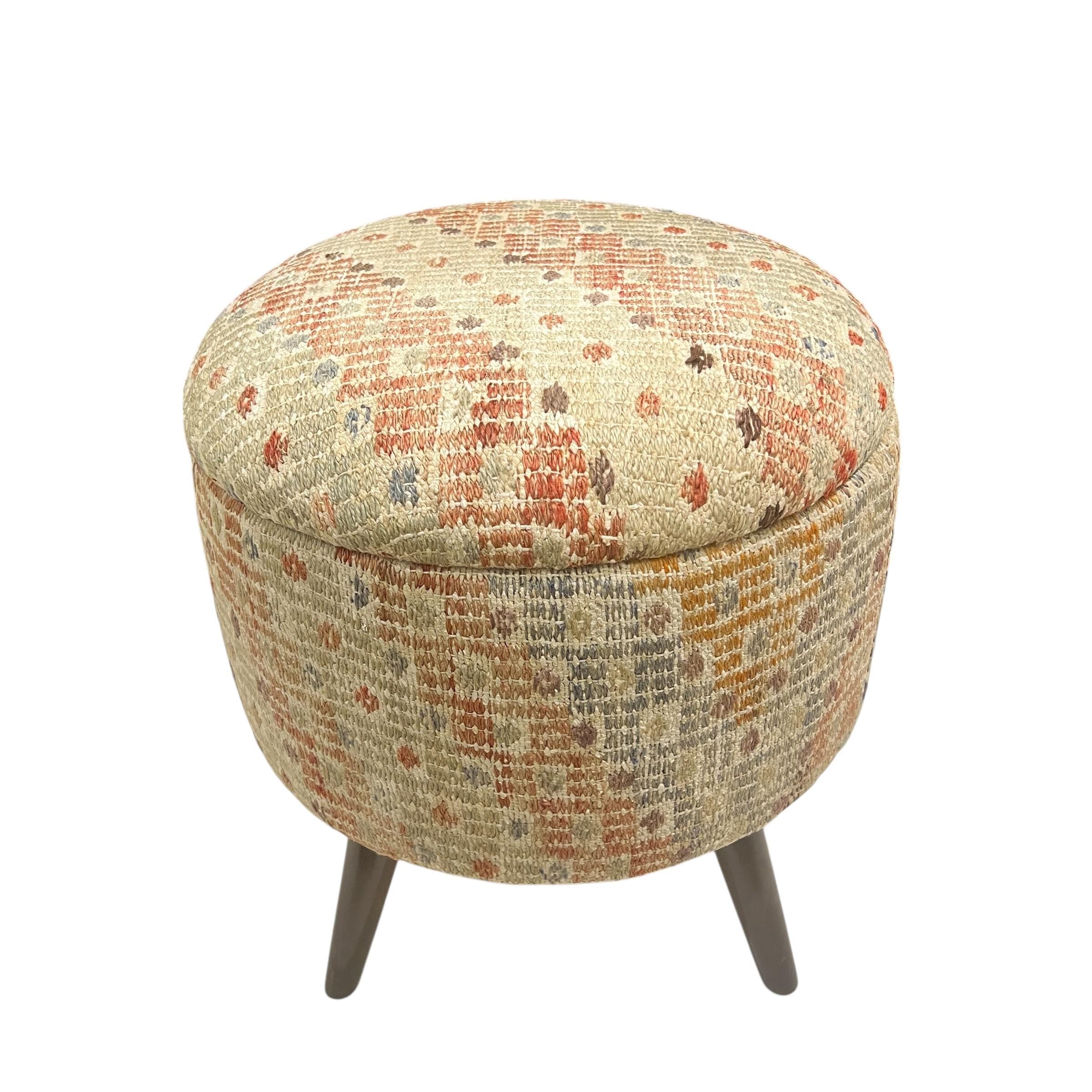 Vintage Kilim Round Ottoman