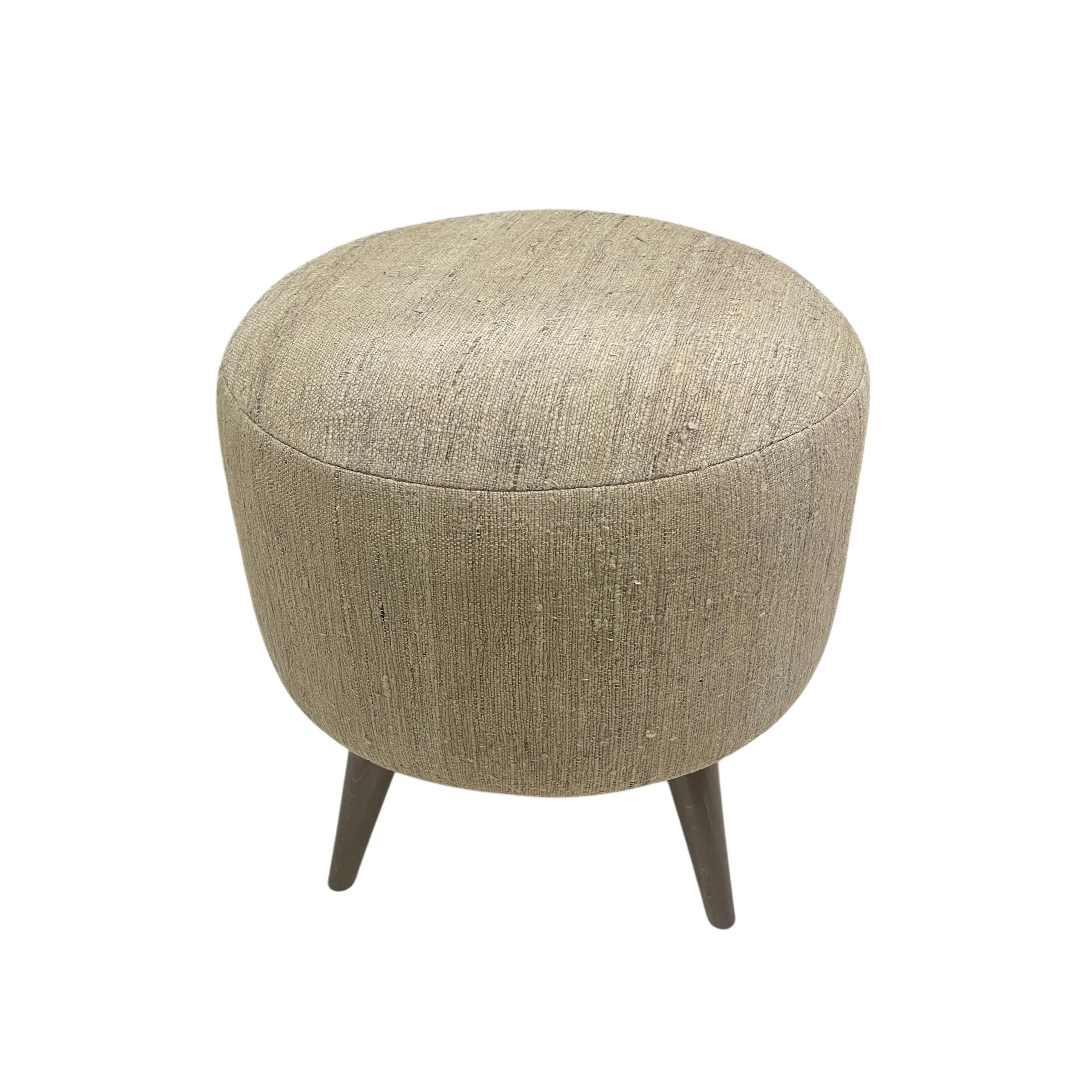 Vintage Kilim Small Round Ottoman