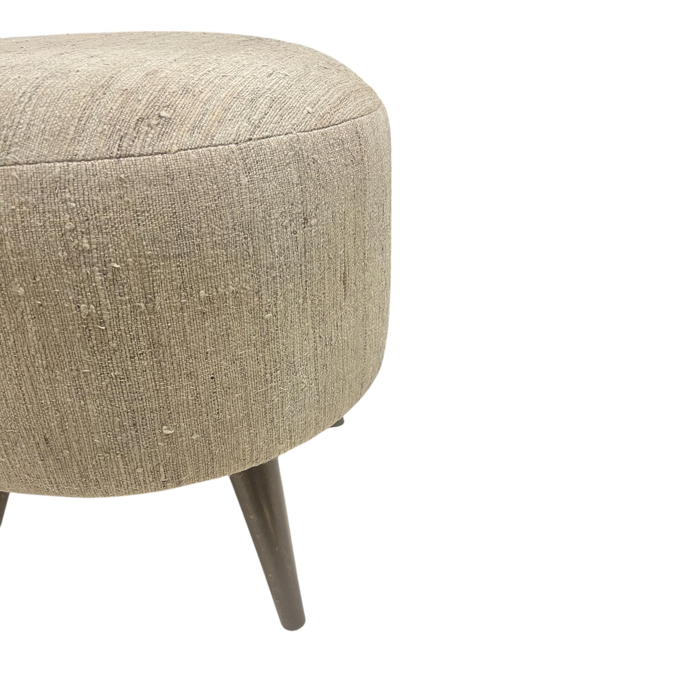 Vintage Kilim Small Round Ottoman