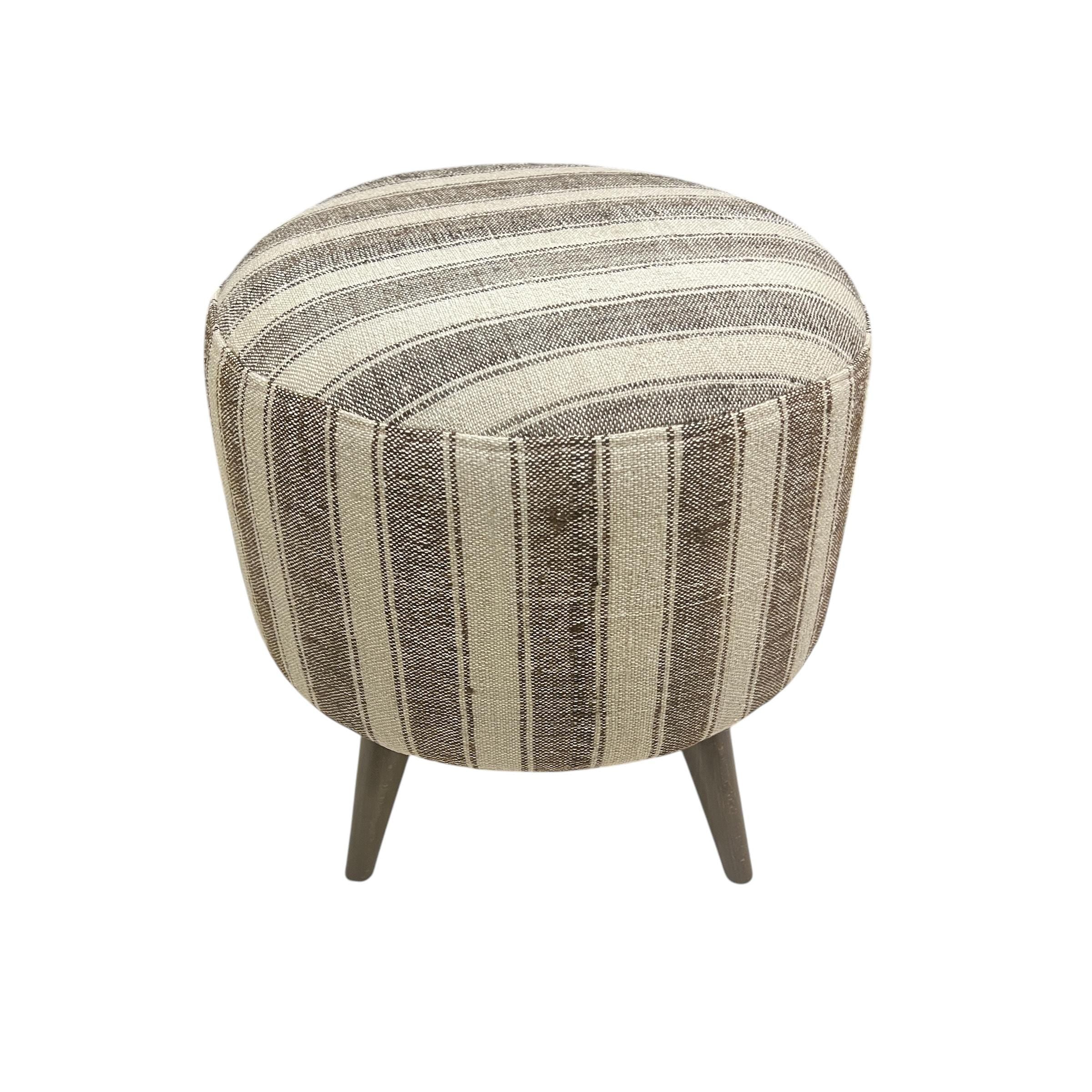 Vintage Stripe Kilim Small Round Ottoman