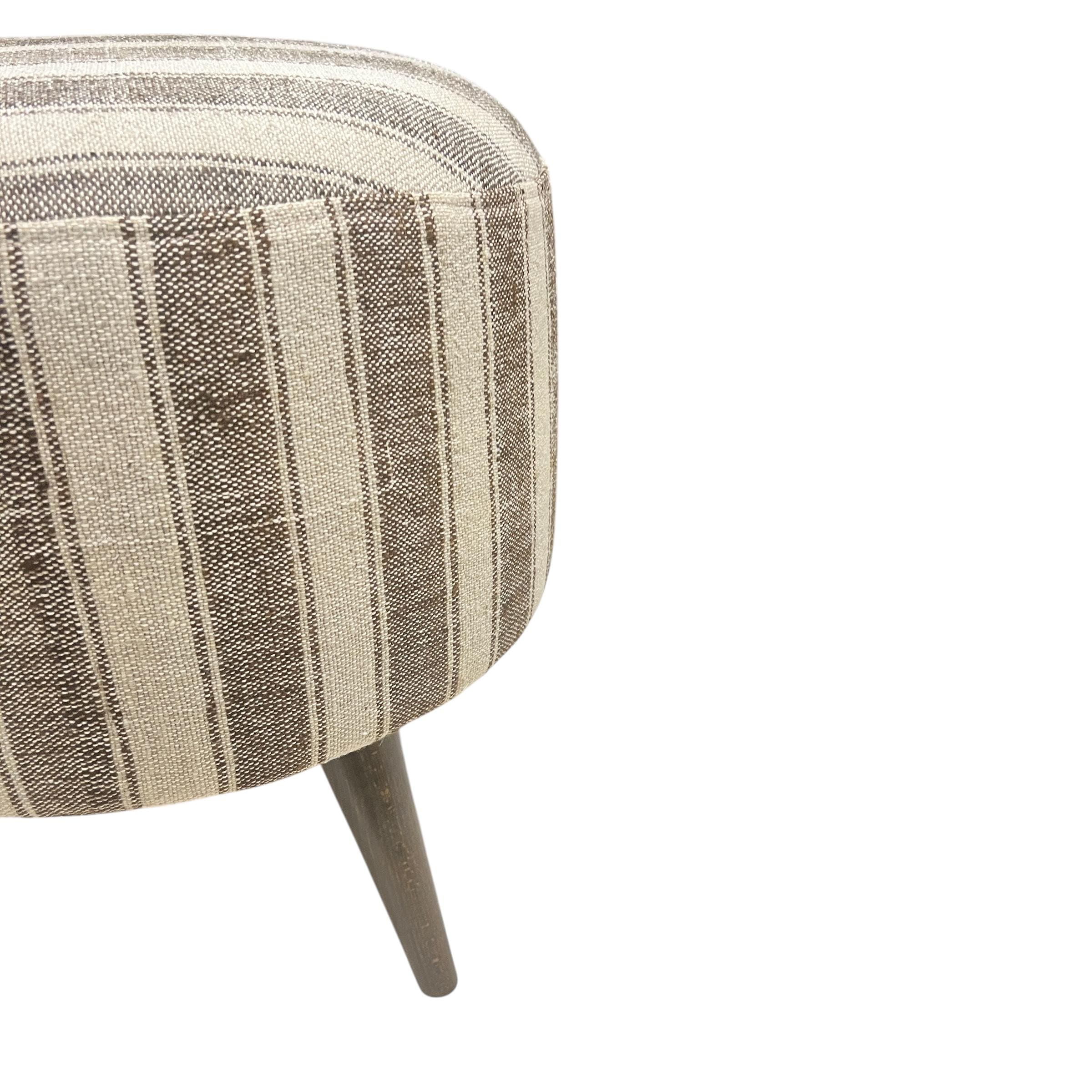 Vintage Stripe Kilim Small Round Ottoman