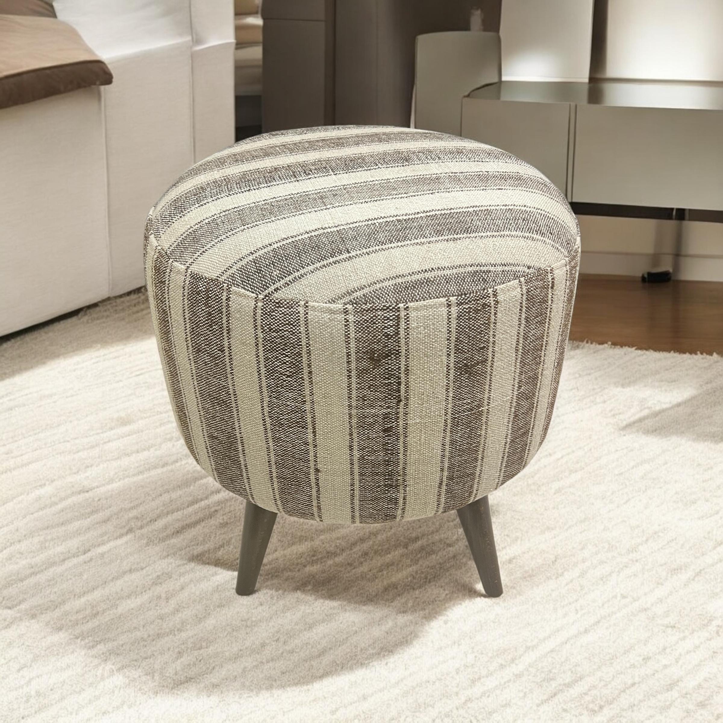 Vintage Stripe Kilim Small Round Ottoman