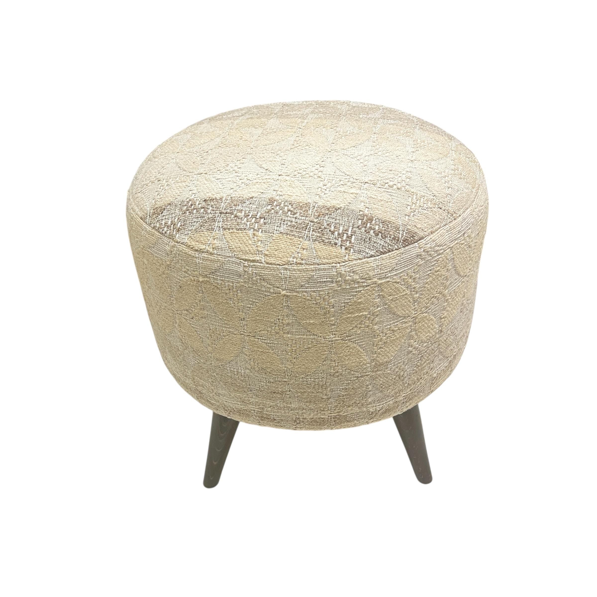 Turkish Kilim Small Round Ottoman