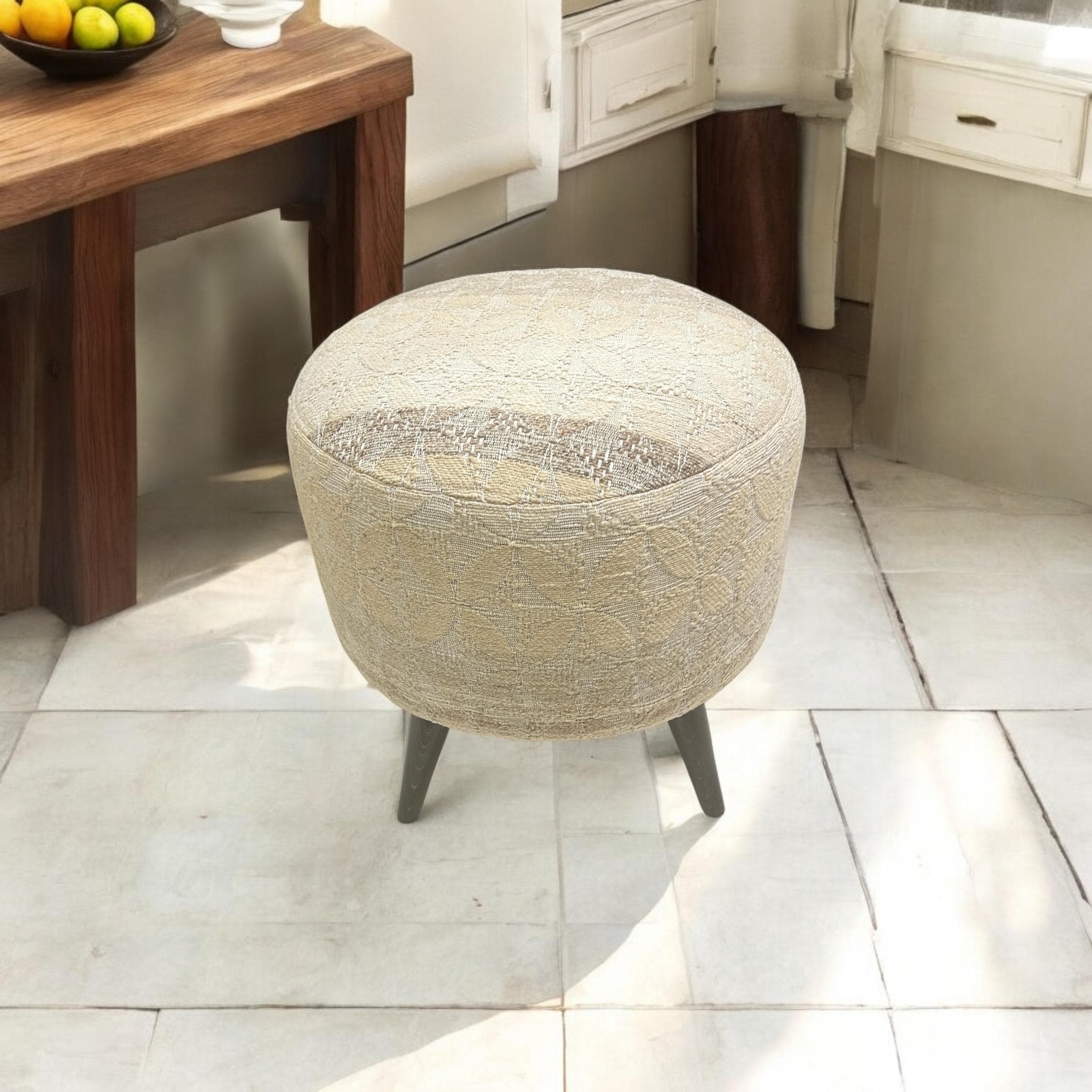 Turkish Kilim Small Round Ottoman