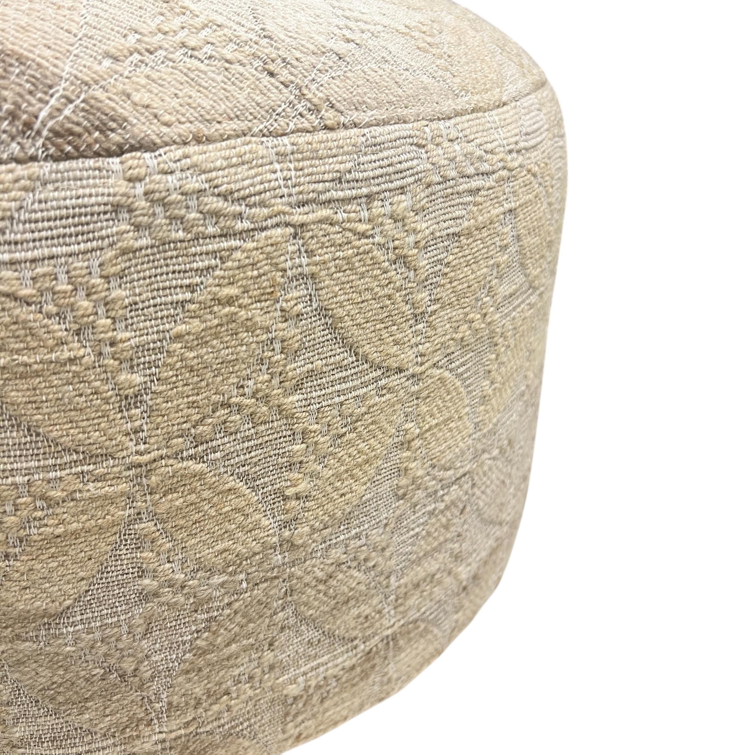 Turkish Kilim Small Round Ottoman