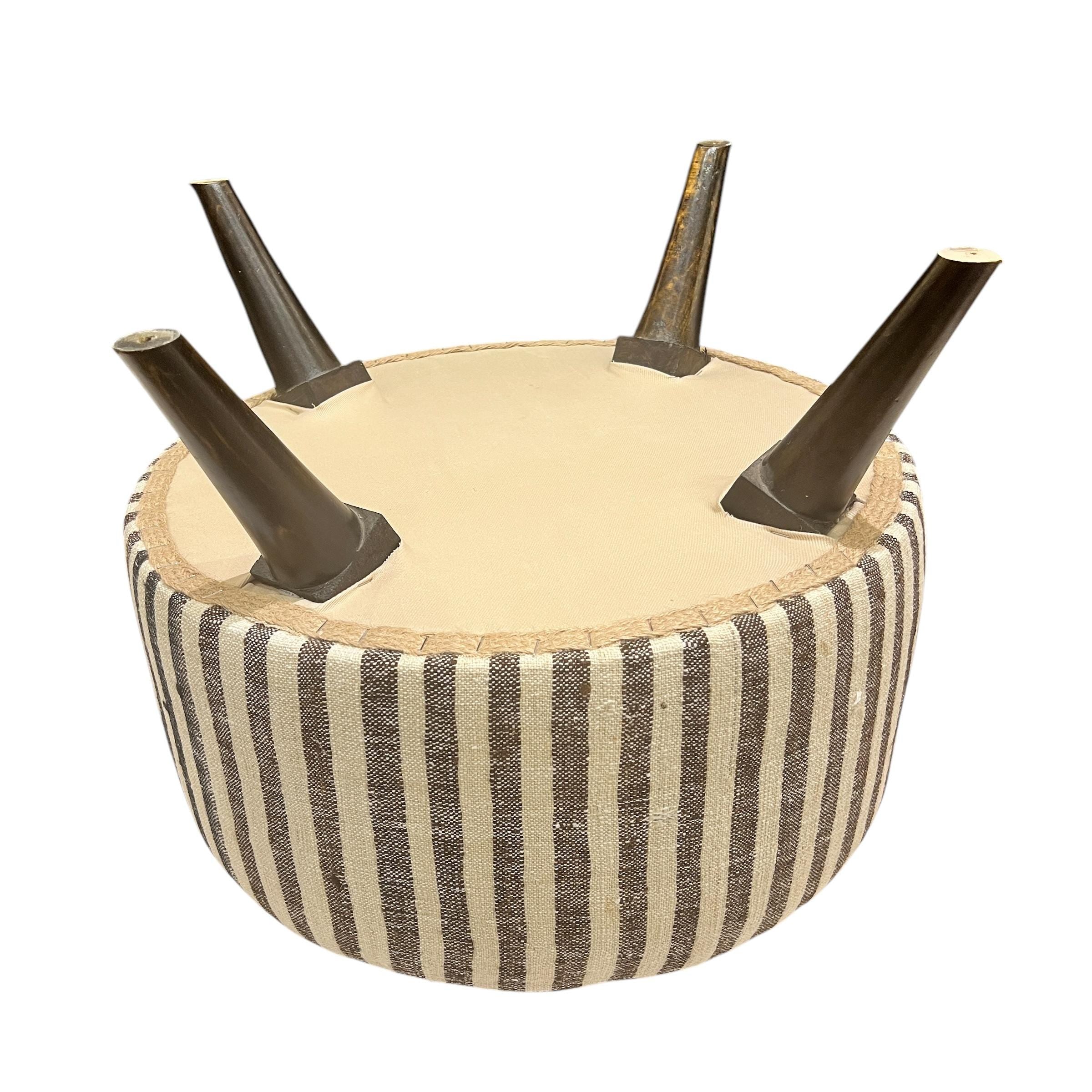 Stripe Kilim Medium Round Ottoman